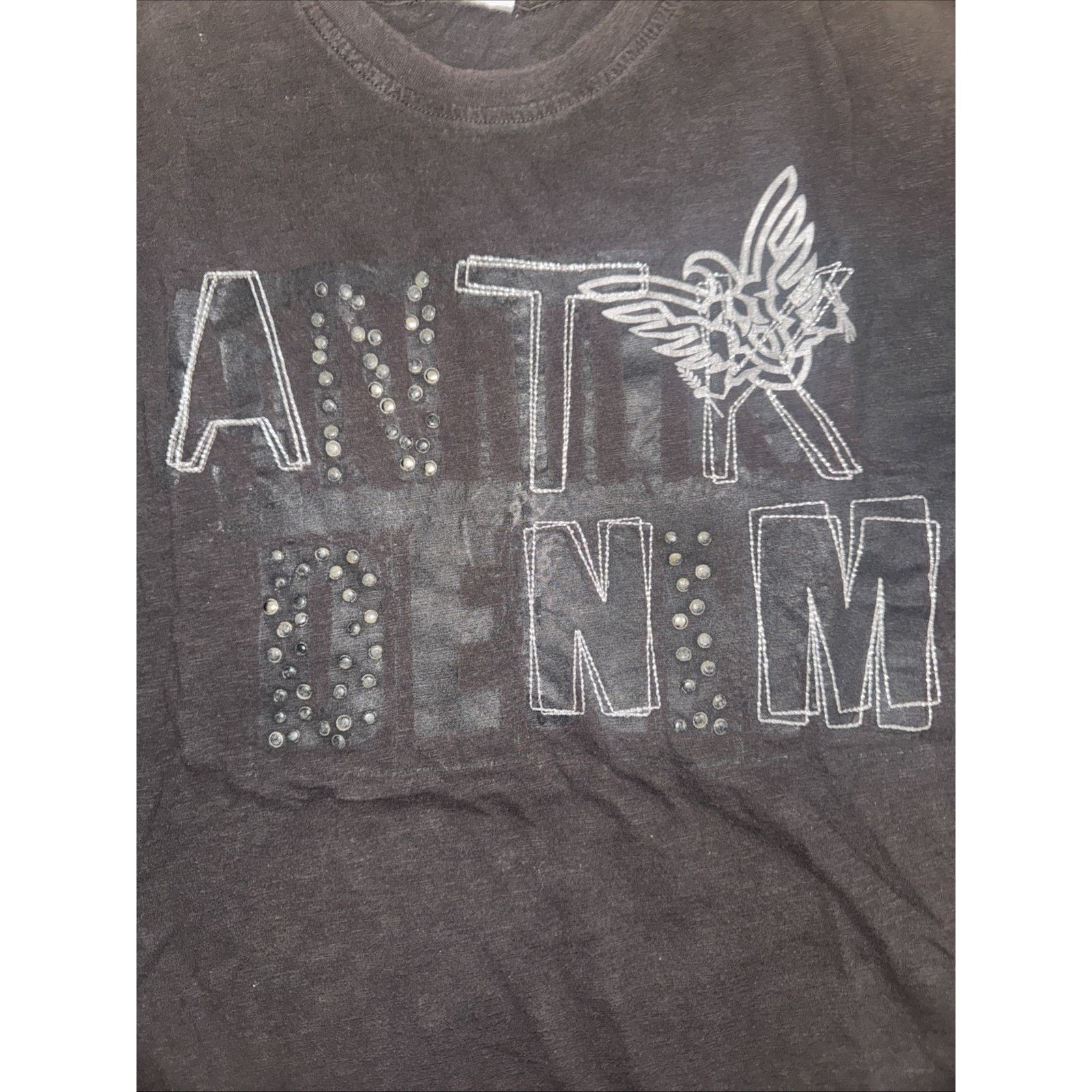 Vintage Vintage Anti Denim Y2K Rhinestone T-Shirt Black XXL 22x29 Size US XXL / EU 58 / 5 - 2 Thumbnail