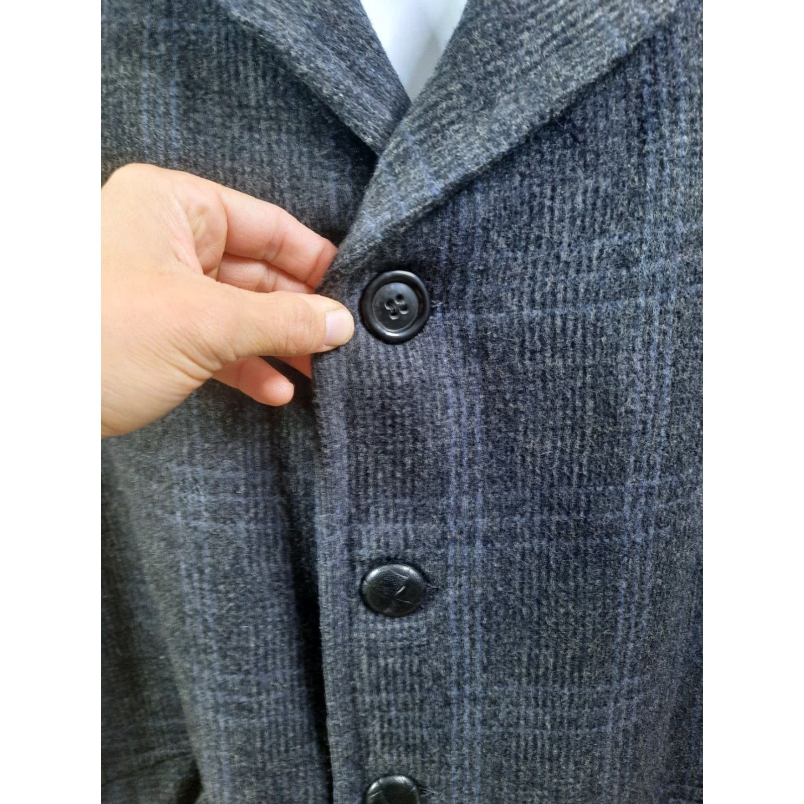 Vintage VINTAGE Fox Knapp PEACOAT WOOL COAT Gray Plaid Men's XL Coat Western Style - Mens XL Pea Coat Size US XL / EU 56 / 4 - 3 Thumbnail