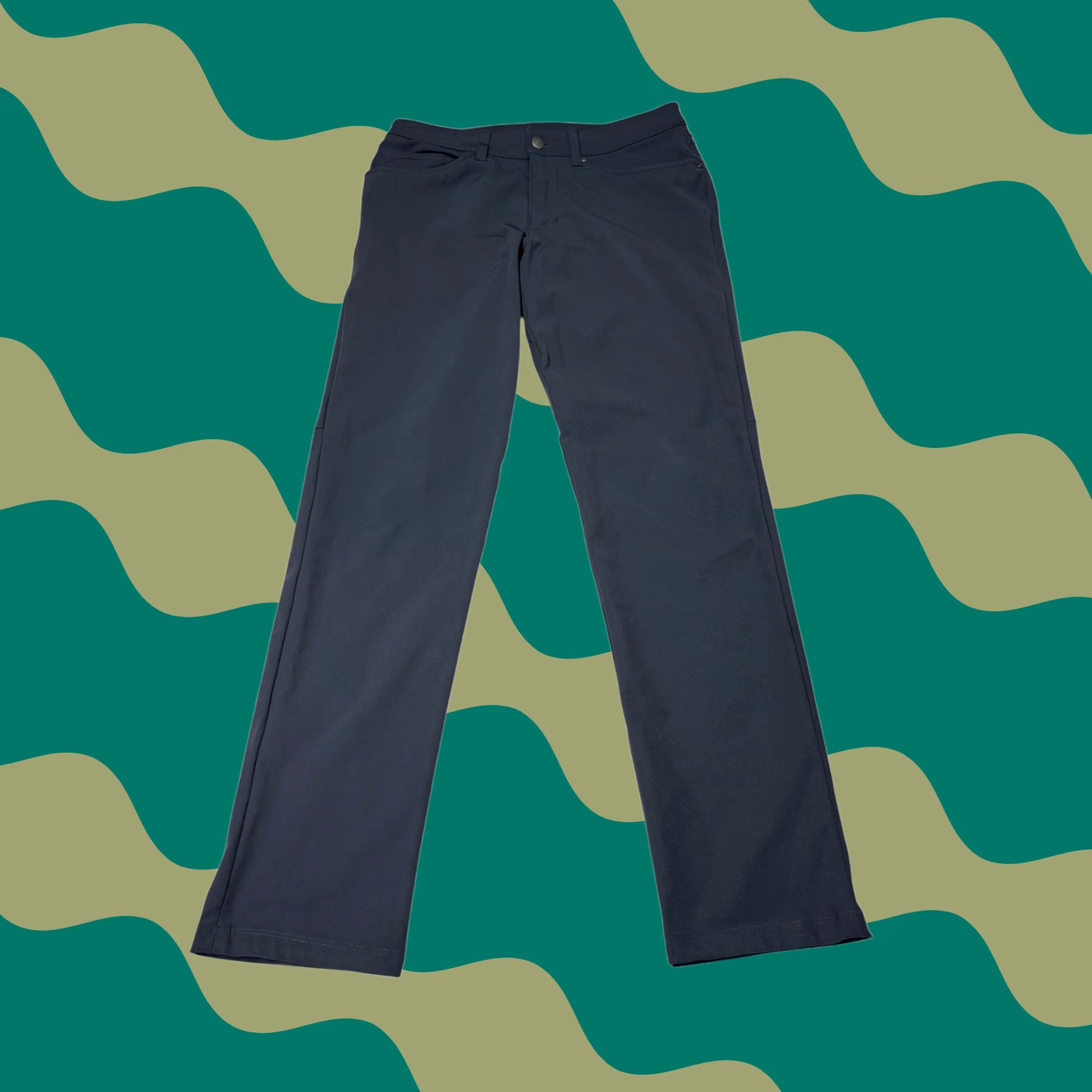 Lululemon Lululemon Commission Pant Slim Mens 30x31 Navy Blue Chino Straight Pocket 5-Pocket Moisture Wicking Quick Dry Stretch Easy Care Logo Zipper Button Size US 30 / EU 46 - 1 Thumbnail
