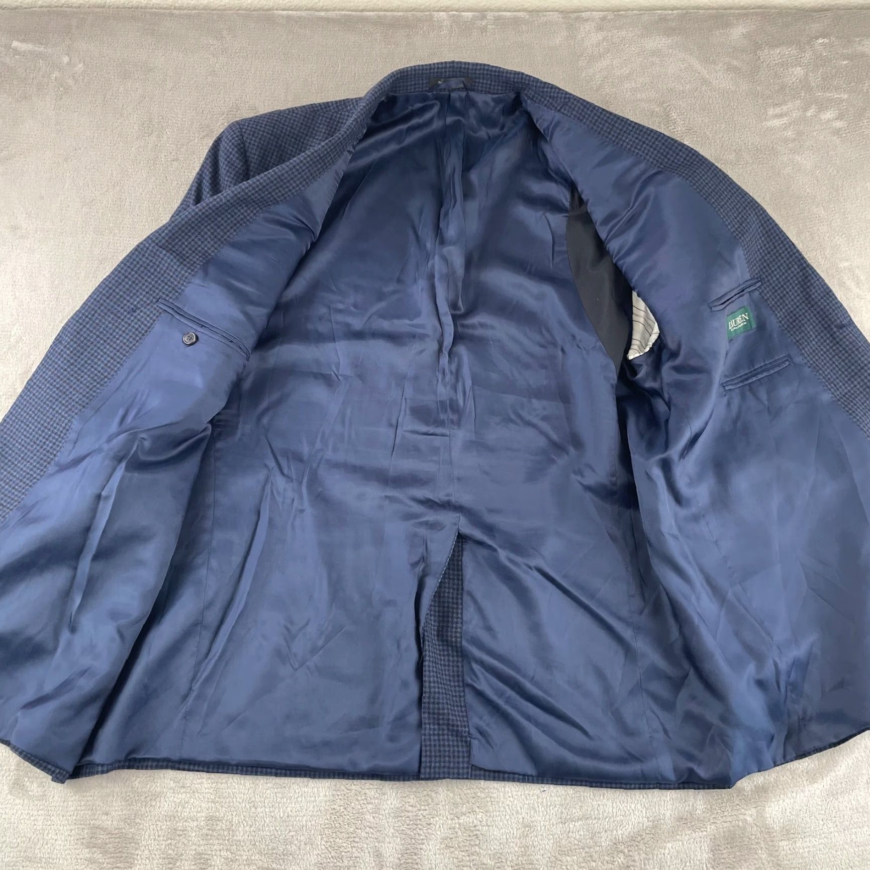 Ralph Lauren Lauren Ralph Lauren Sports Coat Blazer Men 46L Long Blue Check Wool Two-Button Jacket Size 46R - 4 Thumbnail