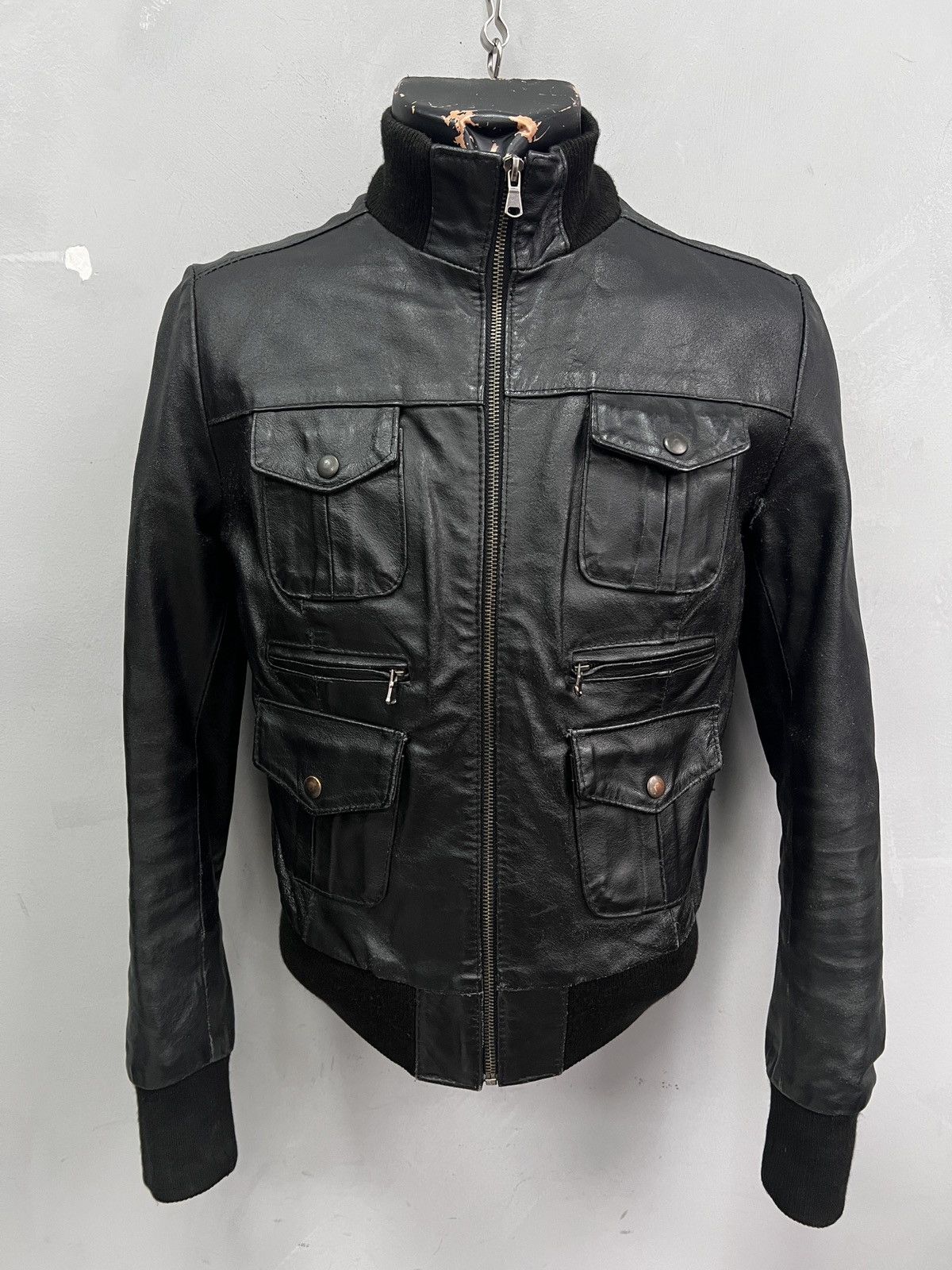 Opium leather bomber diesel style avant garde y2k