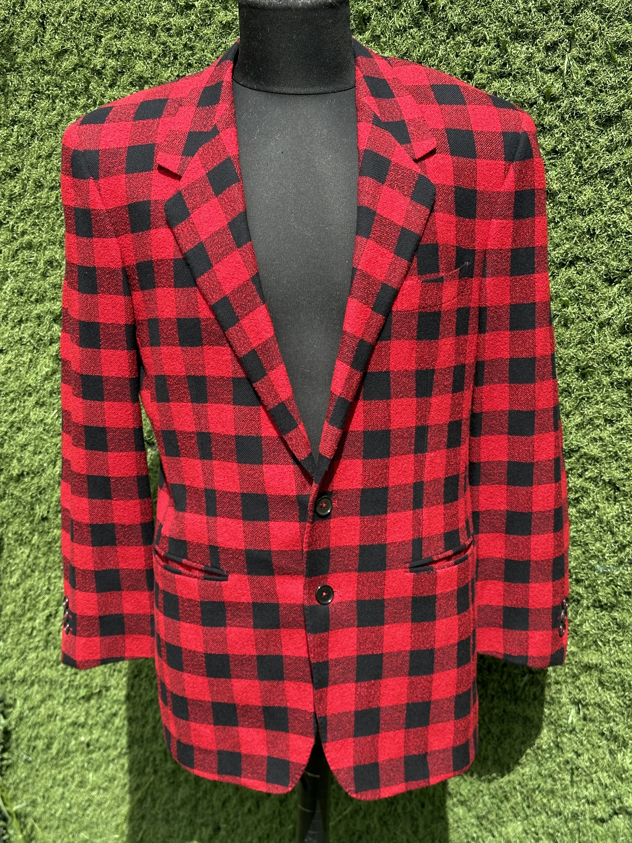 Versace Gianni Versace Virgin Wool Buffalo Check Blazer IT 50R Size 50R - 1 Thumbnail