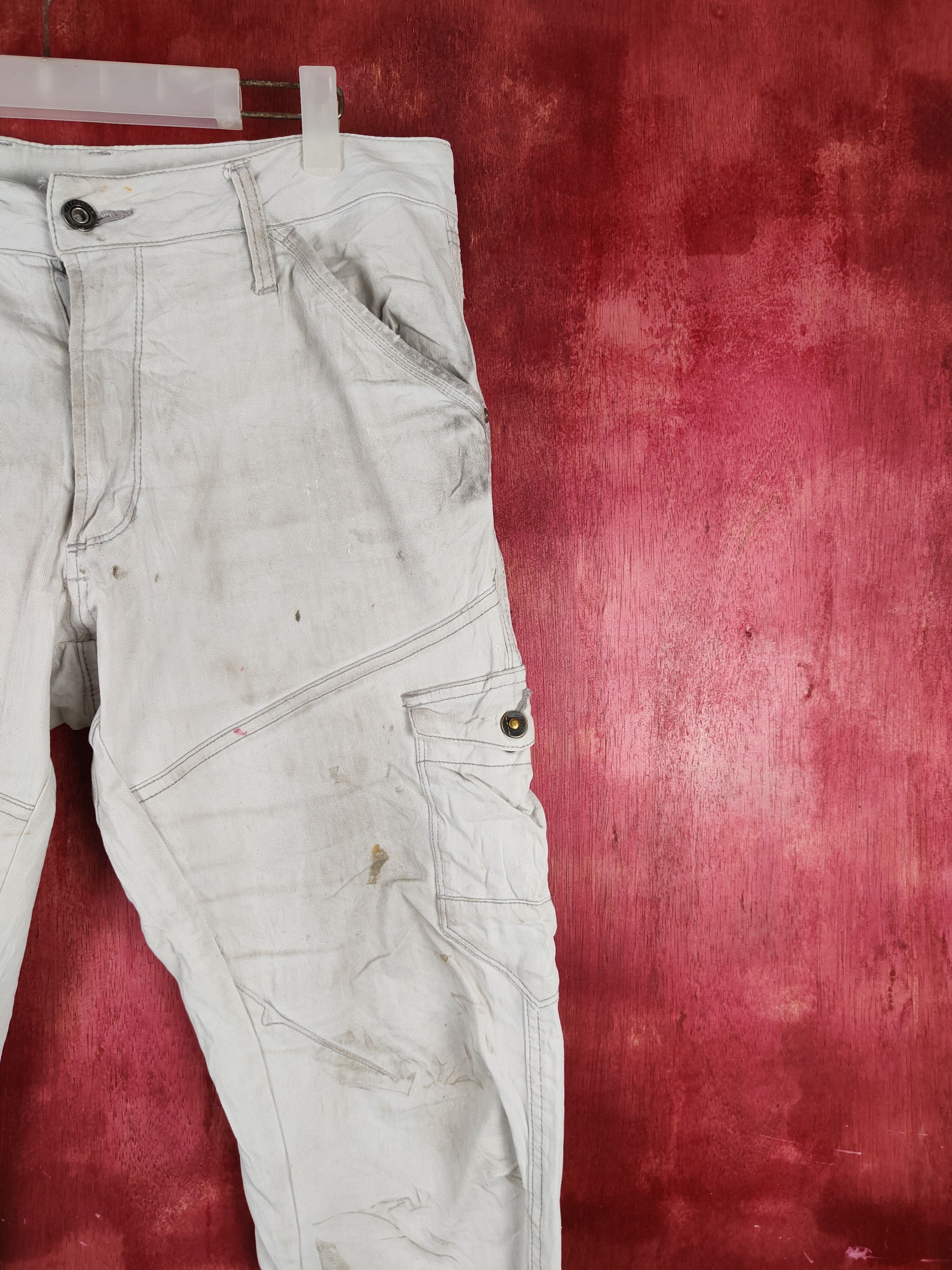 Japanese Brand I'z Frontier White Multipocket Tactical Cargo Pants #S1292 Size US 33 - 7 Thumbnail