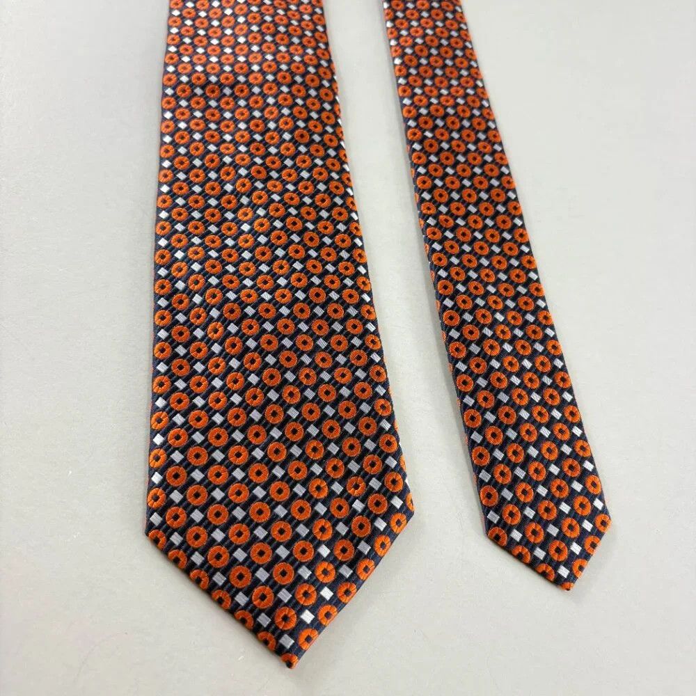 Barneys New York Barney's New York Black / Orange Circles Men's Tie Size ONE SIZE - 2 Thumbnail