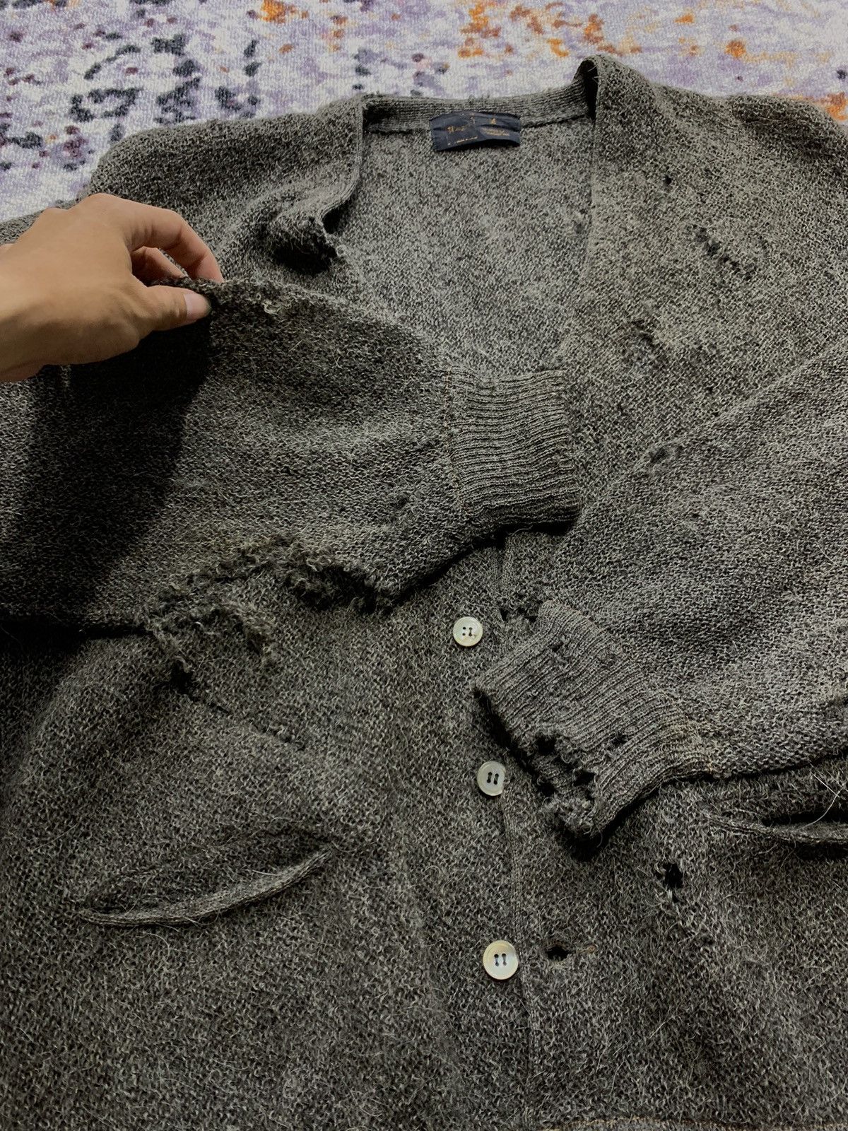 Issey Miyake Vintage Distressed Cardigan Grunge Kurt Cobain Size US M / EU 48-50 / 2 - 9 Thumbnail