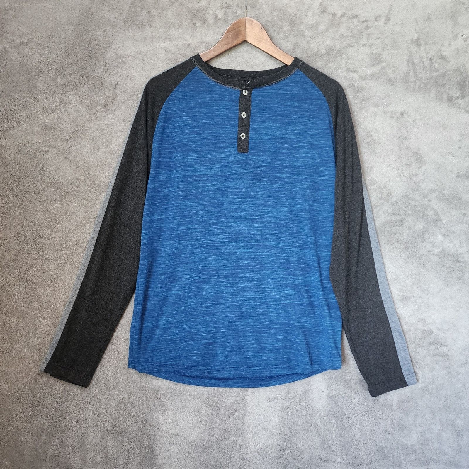 Burnside Burnside Men's Two-Tone Blue Henley Cotton Shirt L Size US L / EU 52-54 / 3 - 2 Thumbnail