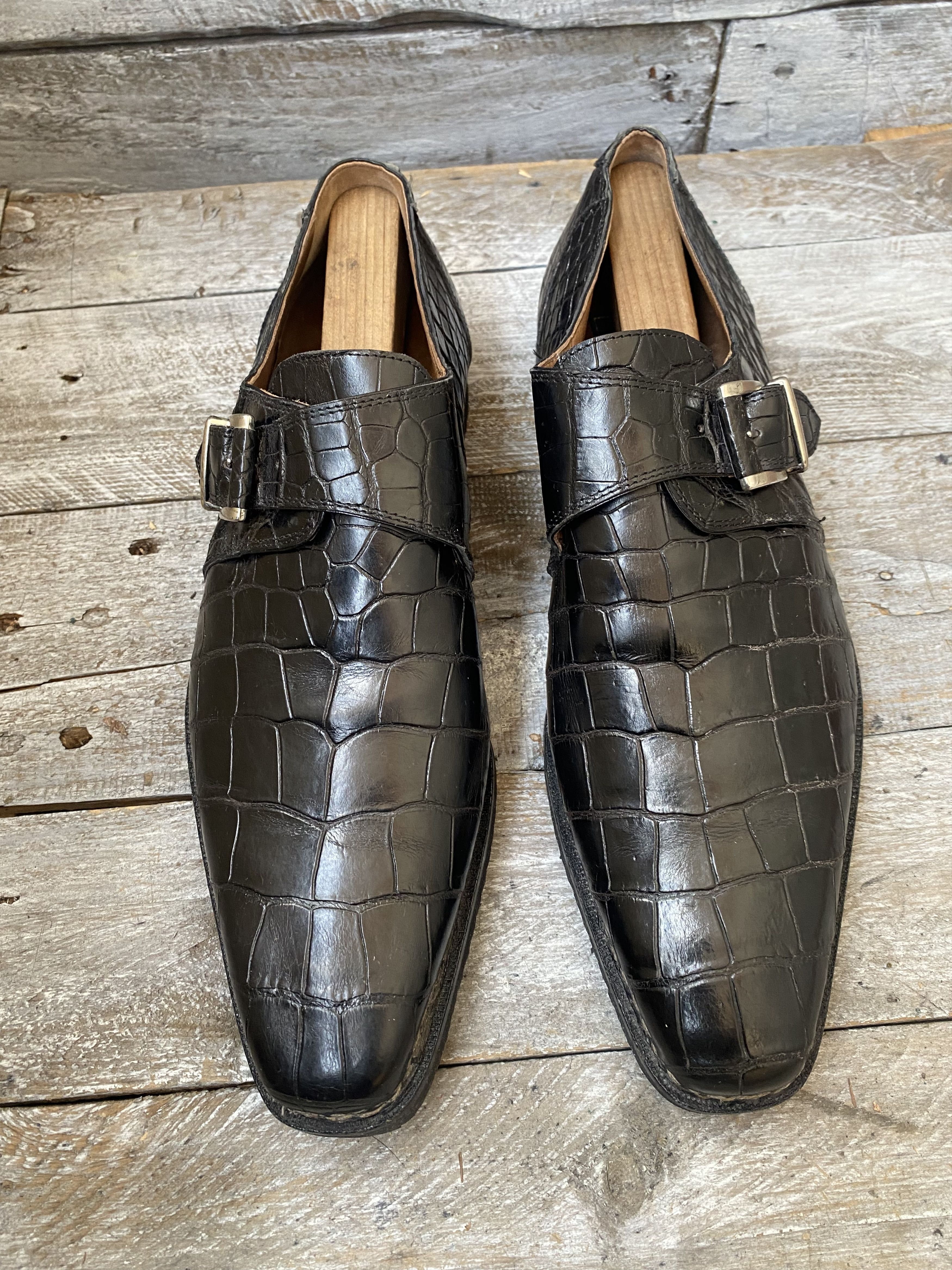 Mauri exotic alligator monkstrap dress shoes sz 10