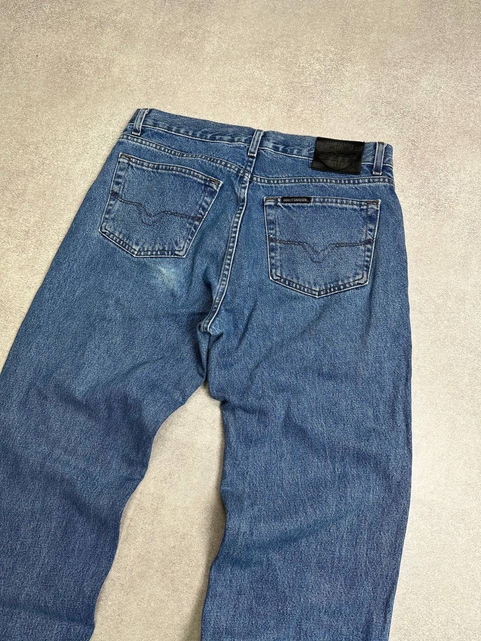 Harley Davidson VINTAGE HARLEY DAVIDSON Washed Denim Relaxed Moto JEANS Size US 33 - 5 Thumbnail