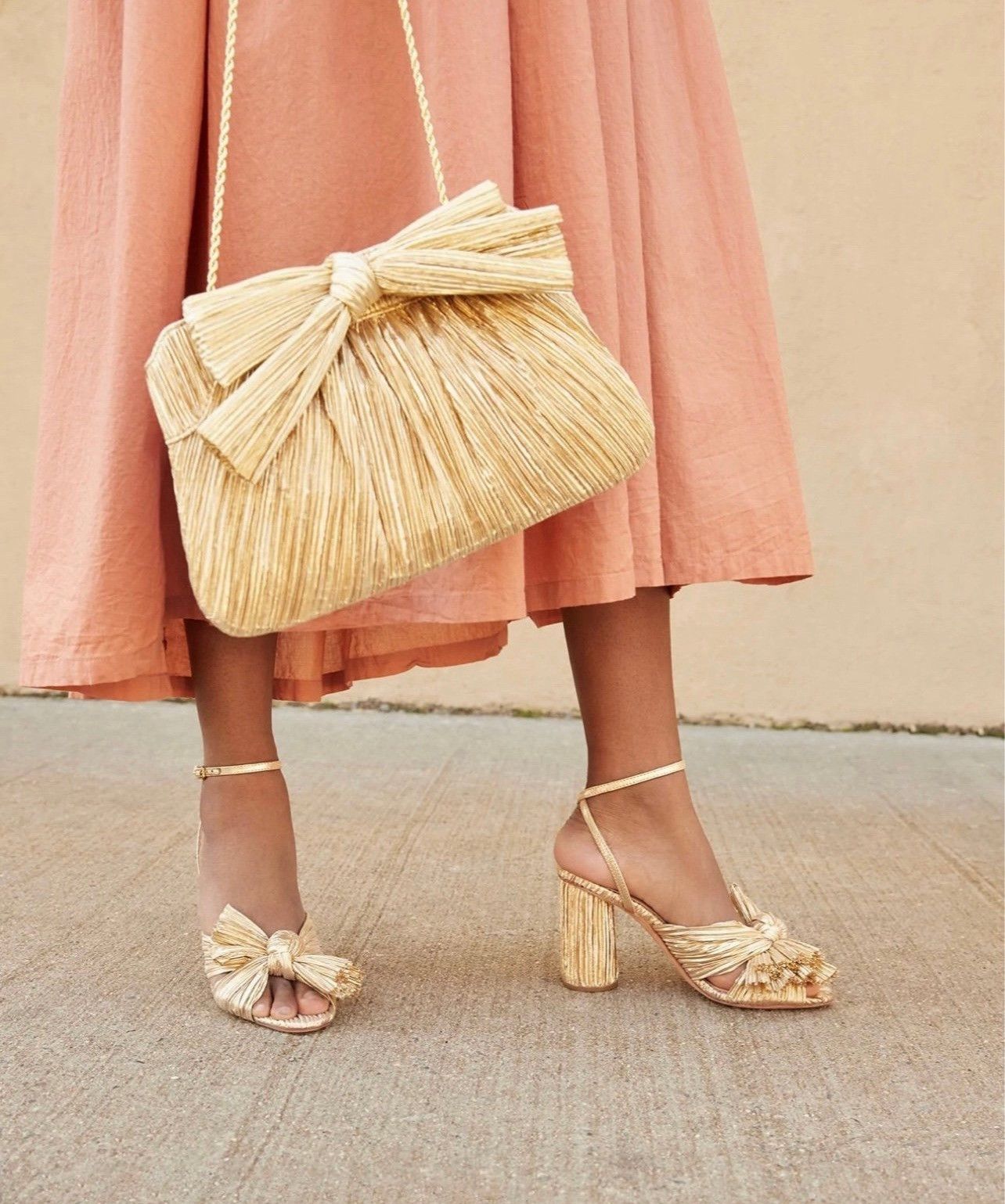Loeffler Randall Loeffler Randall Gold Pleated Bow Heel Sandals size 6.5 Size US 6.5 / IT 36.5 - 2 Thumbnail