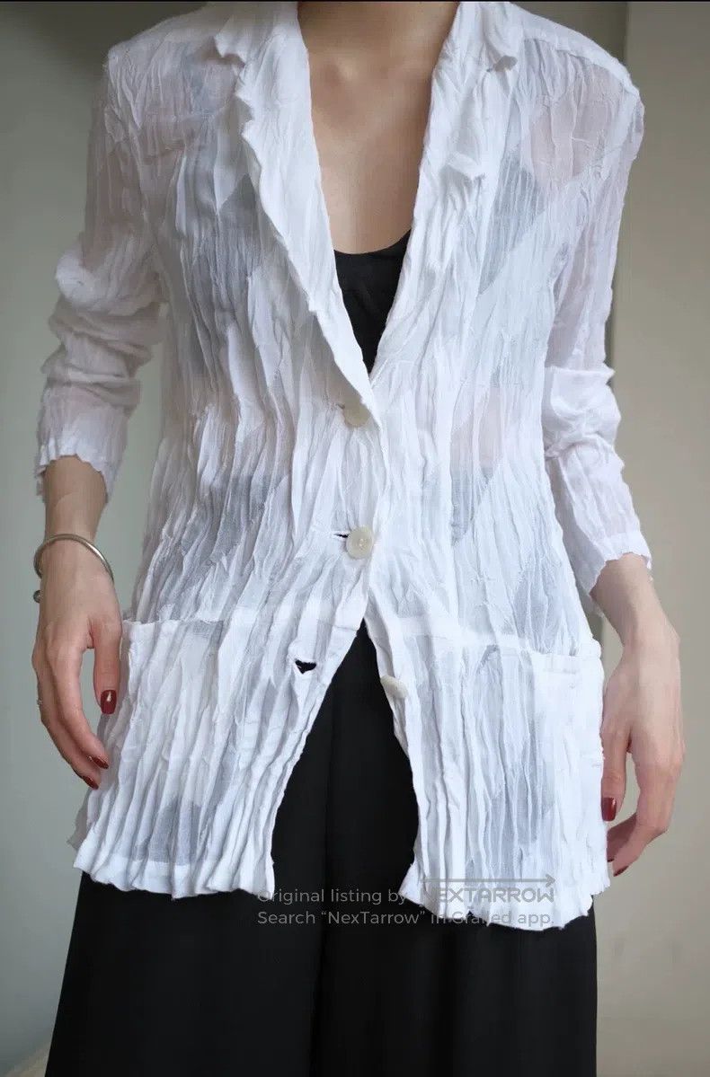 Issey Miyake Issey Miyake White Pleated Shirt Size M / US 6-8 / IT 42-44 - 3 Thumbnail
