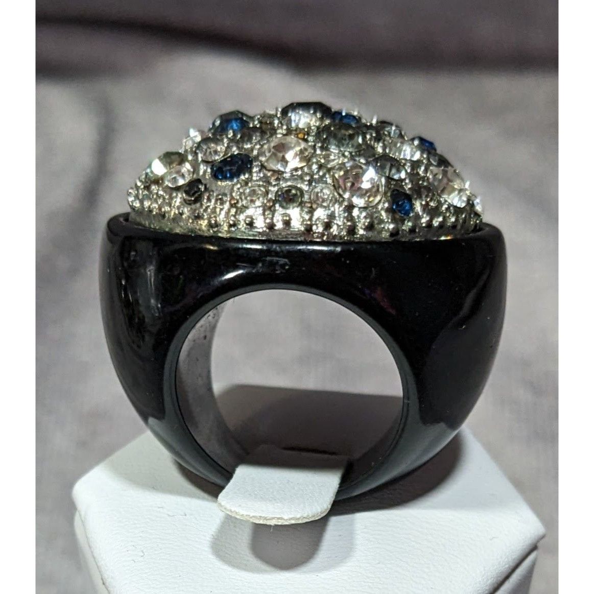 Other Vintage Glam Goth Rhinestone Studded Black Acrylic Statement Size ONE SIZE - 8 Thumbnail