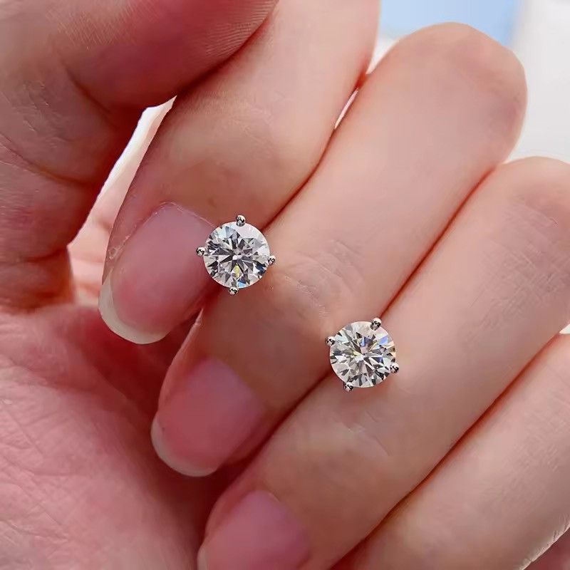 Sterling Silver 925 silver moissanite 0.5 carat earrings (5 mm) Size ONE SIZE - 5 Thumbnail