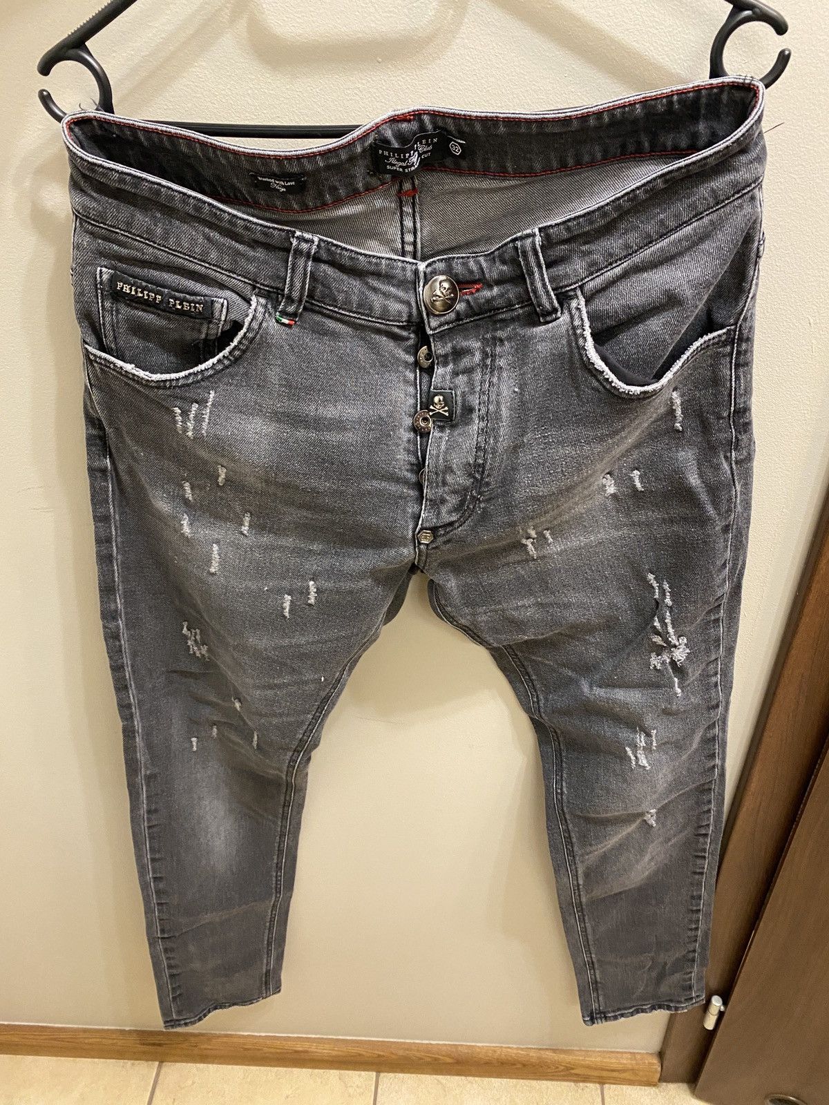 Other Philipp plein Luxury big skeleton drip denim jeans trousers Size US 32 / EU 48 - 1 Thumbnail