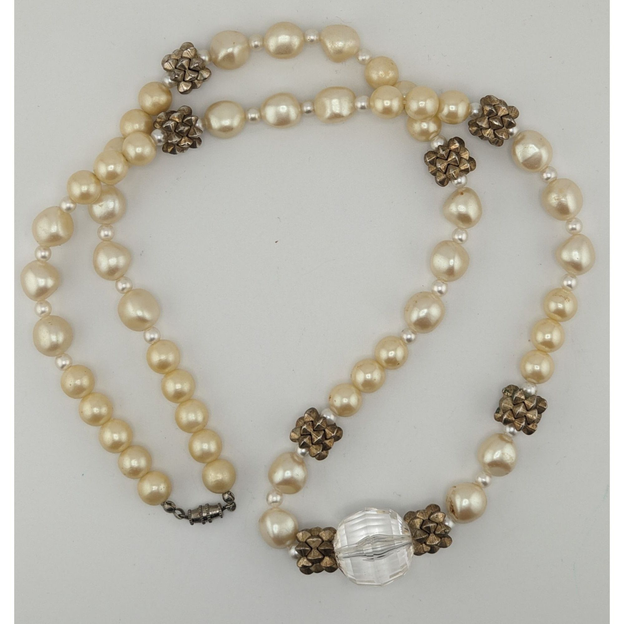 Other Vintage Glam Faux Pearl Necklace With Crystal Accent & Gold- Size ONE SIZE - 4 Thumbnail