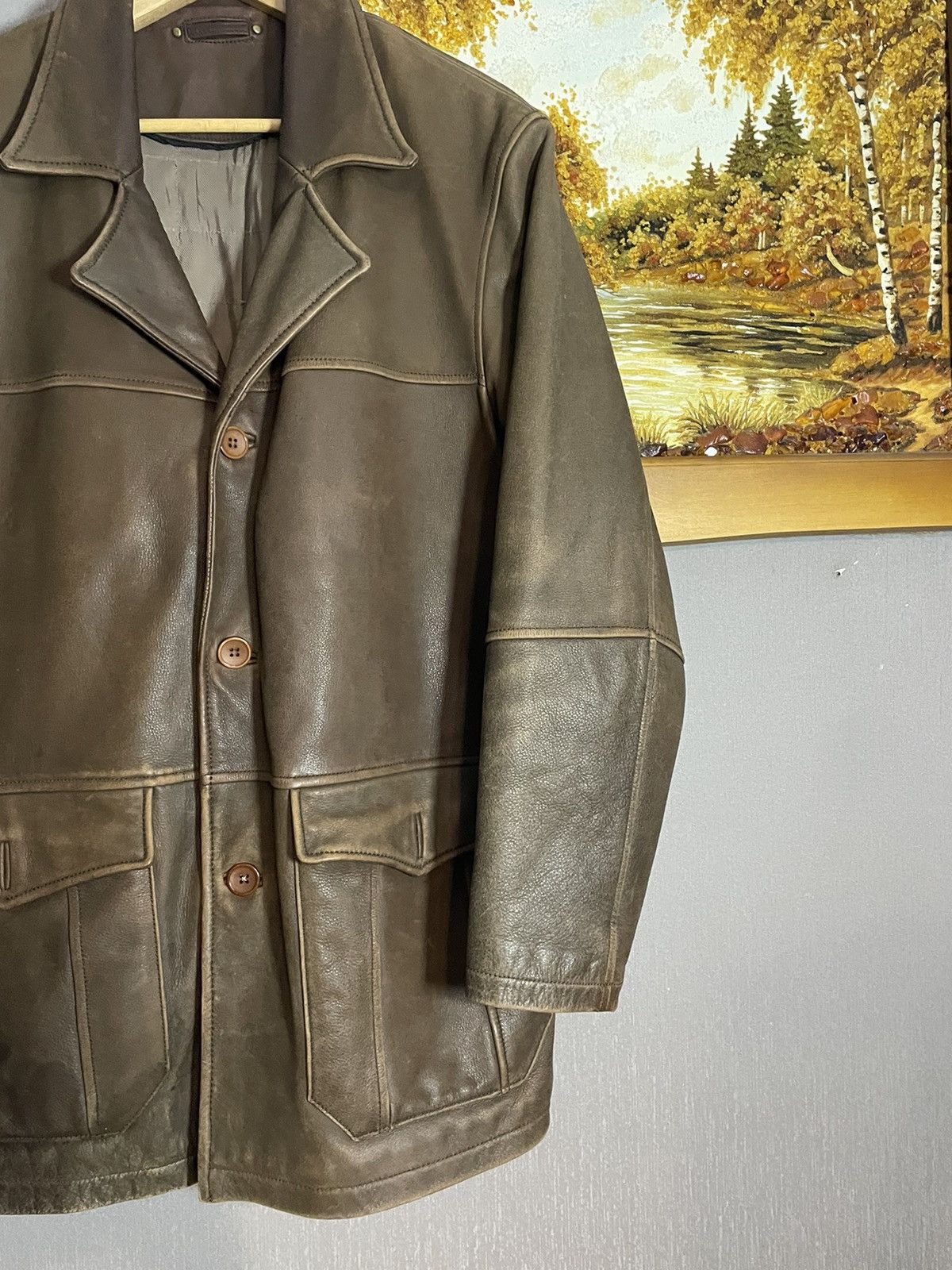Leather Vintage Washed Brown Leather Coat Jacket Hedi Acne RRL erd Size US L / EU 52-54 / 3 - 3 Thumbnail