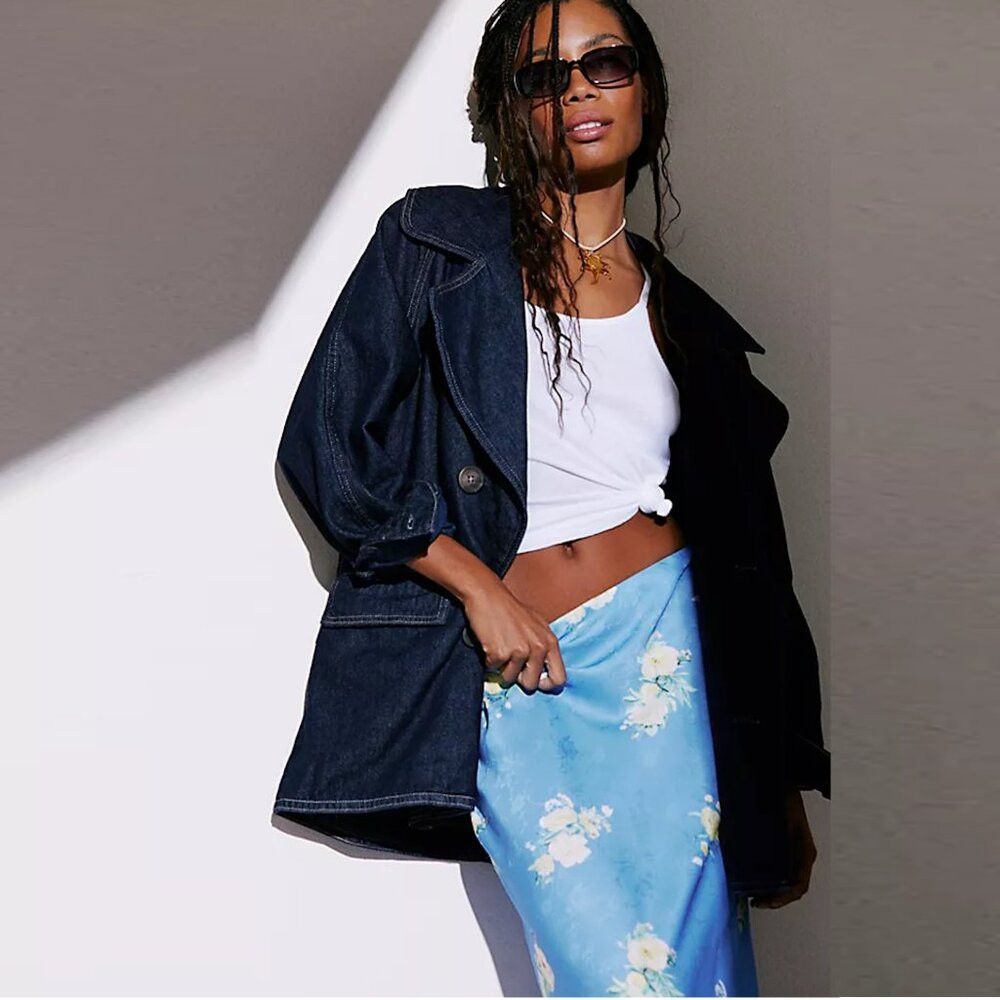 Free People New Free People Denim Car Coat Size S Size S / US 4 / IT 40 - 1 Thumbnail