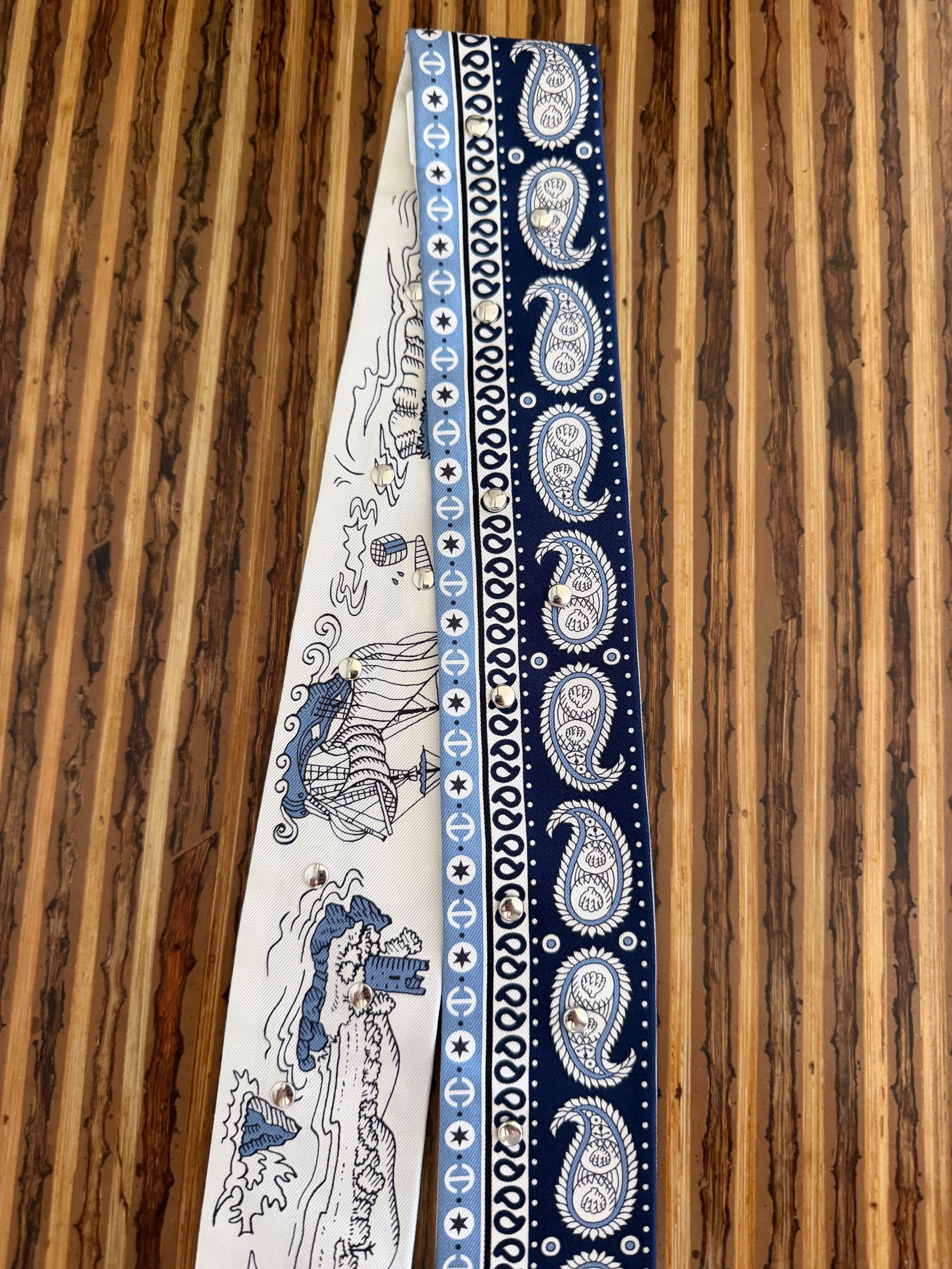 Hermes Scarf Twilly Tatouages Marins Bandana Studded Silk Jean Size ONE SIZE - 8 Thumbnail