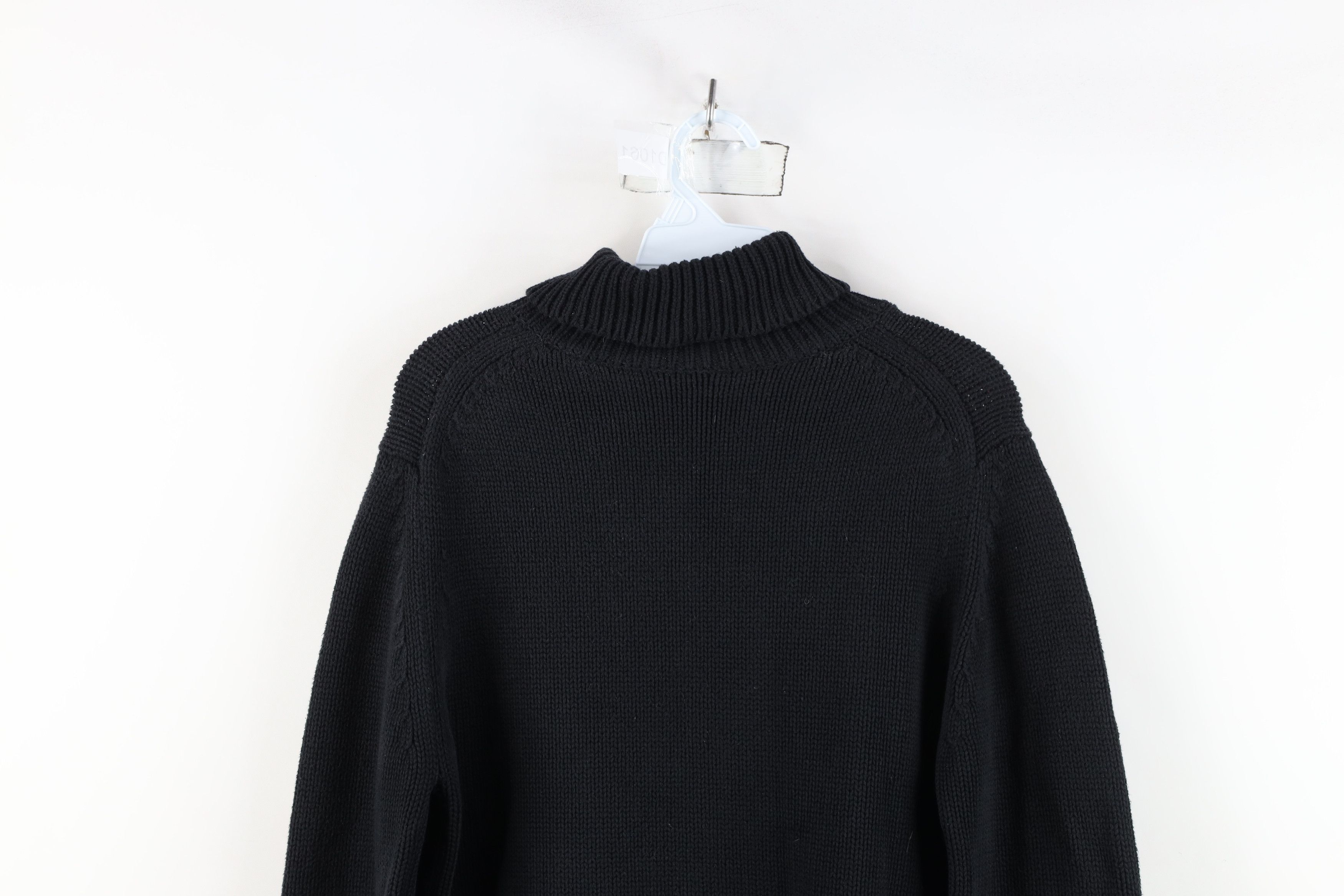Vintage Vintage 90s Streetwear Cotton Knit Turtleneck Sweater Black Size L / US 10 / IT 46 - 12 Thumbnail