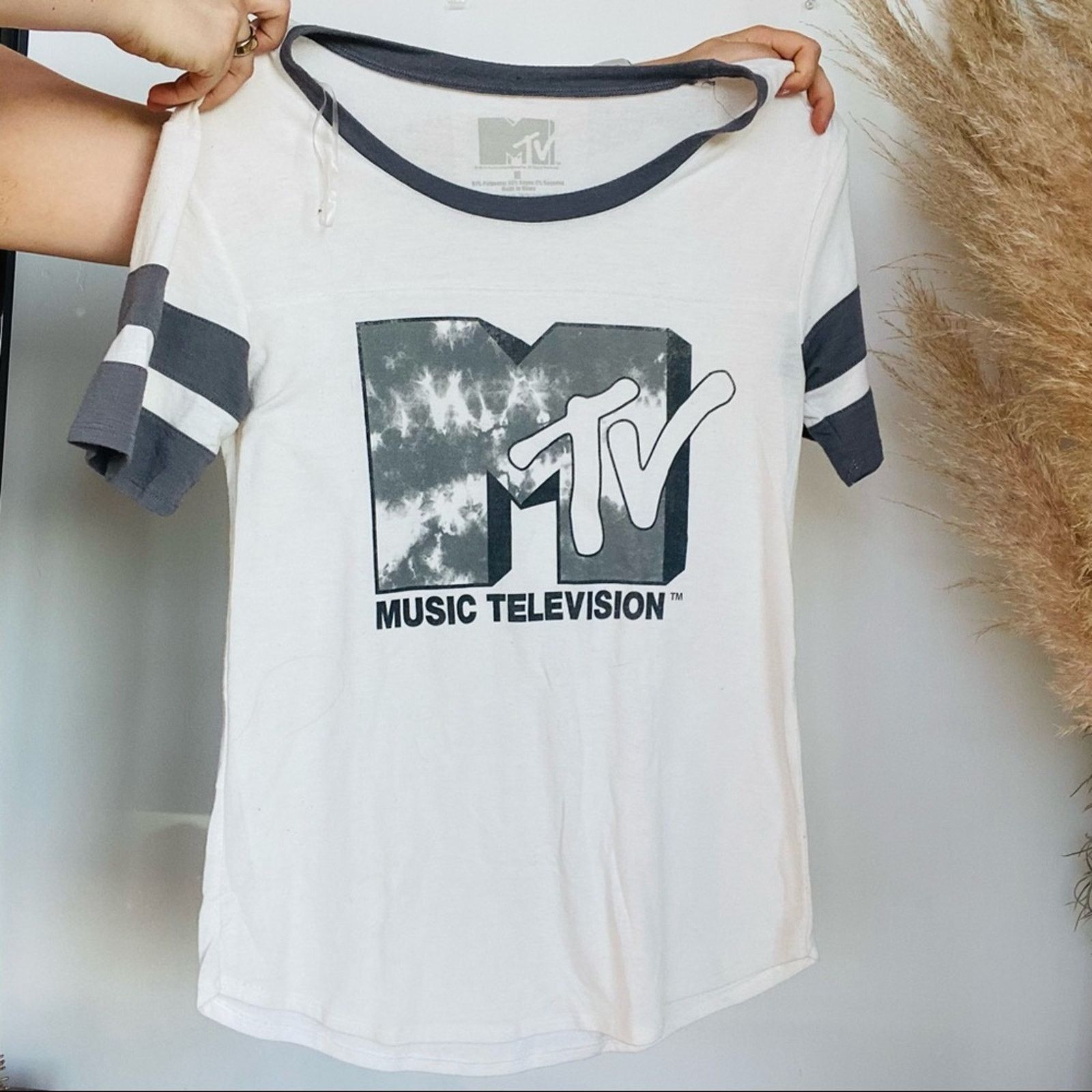 Mtv VINTAGE MTV Logo White Grey Short Baseball Tee Shirt Top Size M / US 6-8 / IT 42-44 - 2 Thumbnail