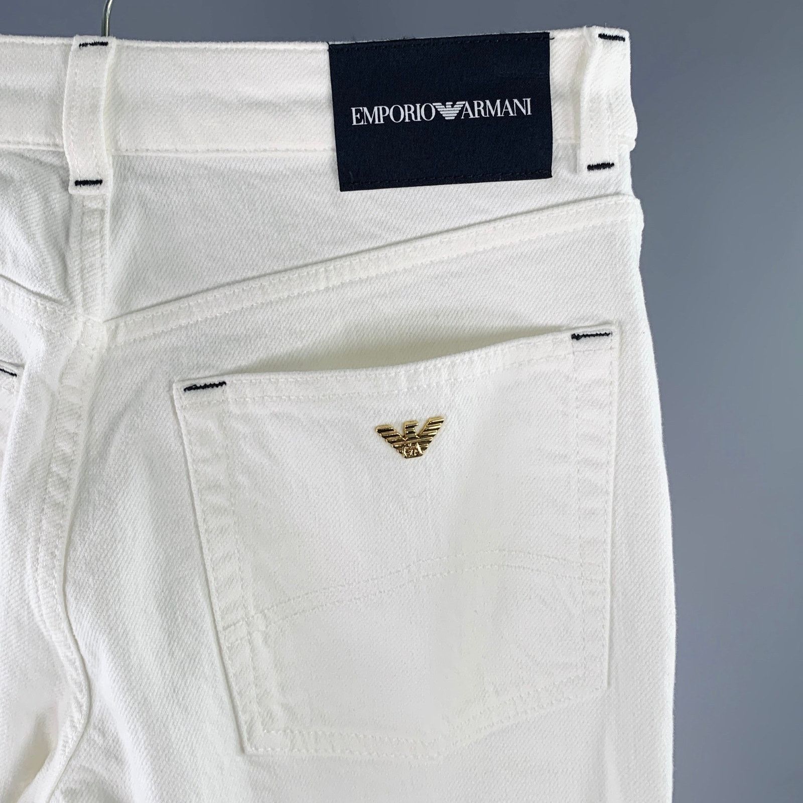 Emporio Armani EMPORIO ARMANI White Black Cotton Straight Five Pockets Size US 28 / EU 44 - 3 Thumbnail