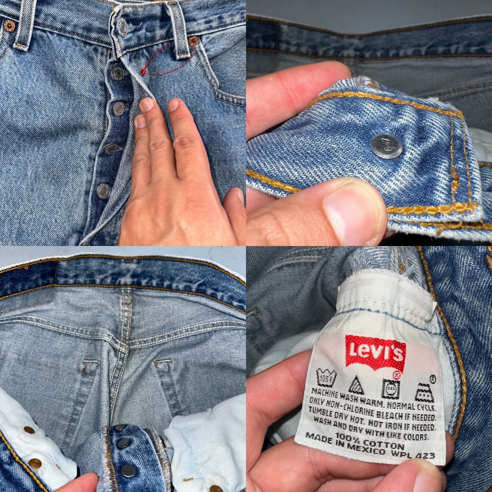 Levi's VINTAGE Levi's 501 Jeans Straight 90s USA Blue Light Wash 33x30 Mens Regular Size 501 Series US-Origin Adult Mens Jeans Size US 33 - 8 Thumbnail