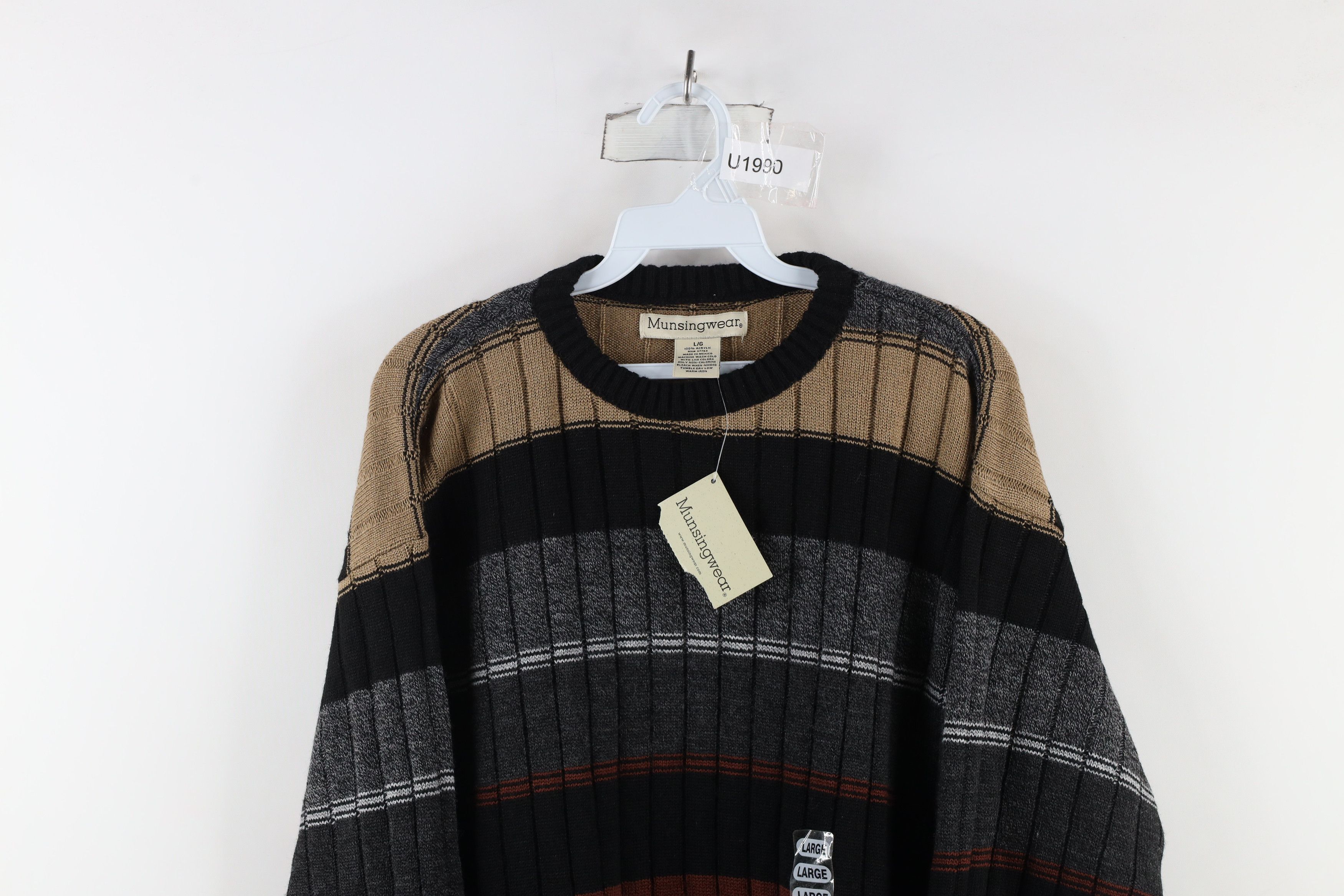 Vintage Deadstock Vintage 90s Streetwear Block Ribbed Knit Sweater Size US L / EU 52-54 / 3 - 2 Thumbnail