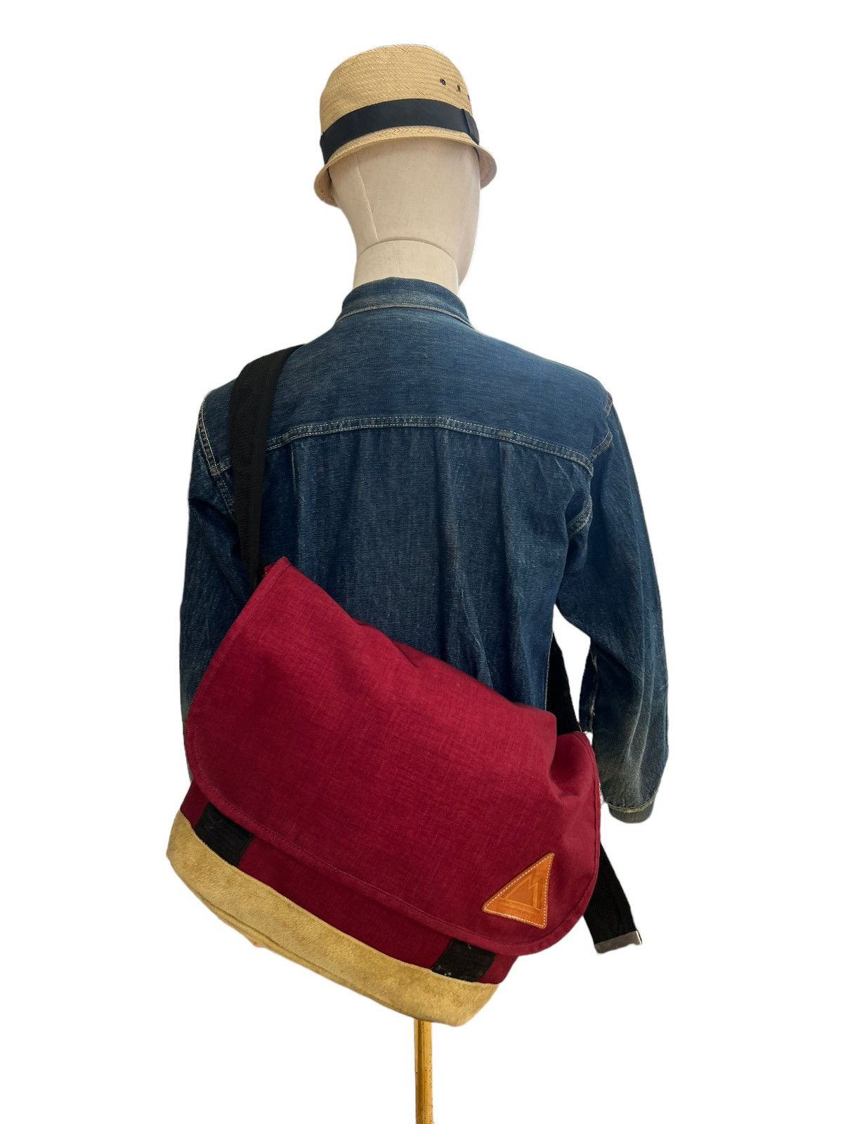 Vintage Anonym Japan Hand Made Nylon Leather Maroon Messenger Bag Size ONE SIZE - 5 Thumbnail