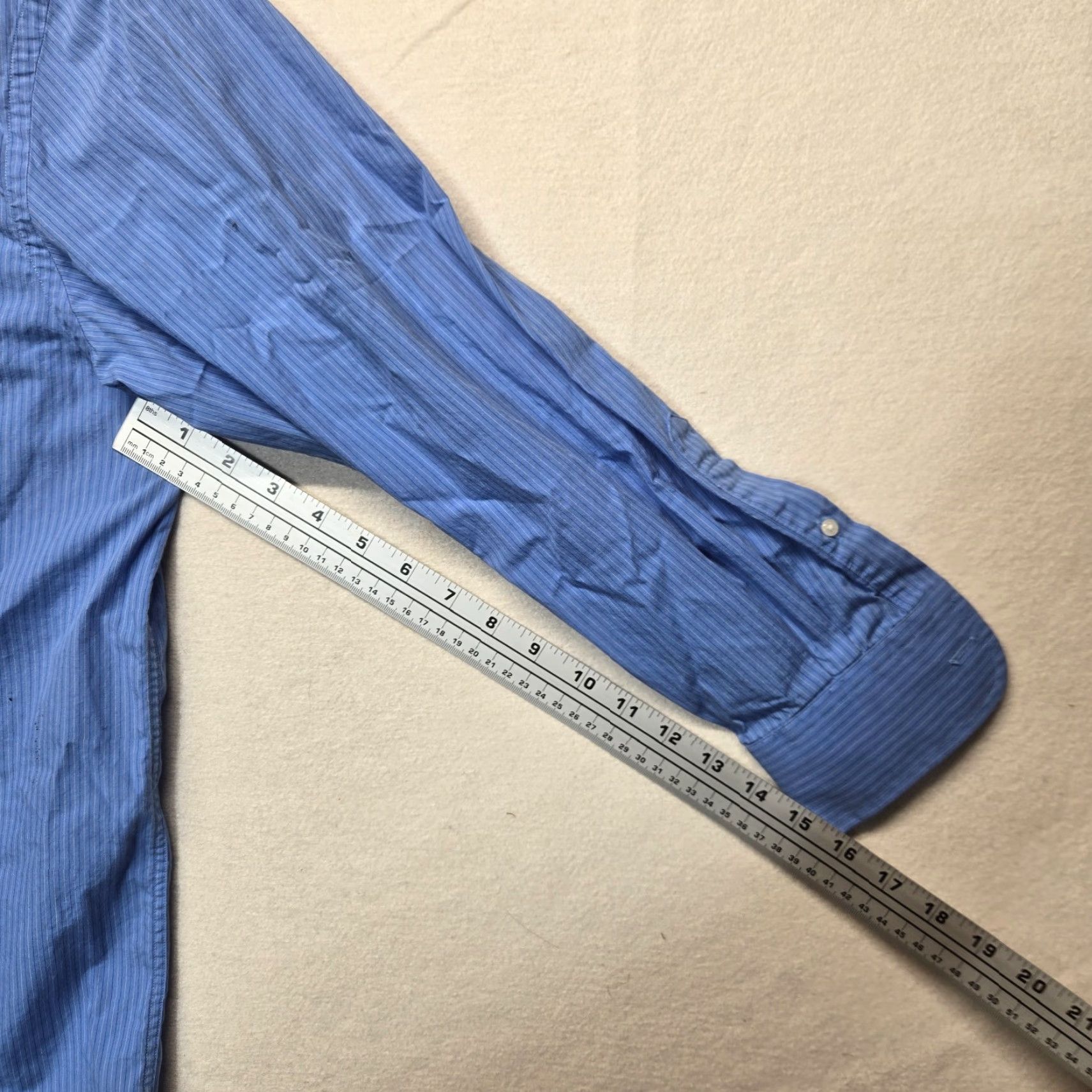 Vintage VINTAGE Meeting Street Dress Shirt Shirt Adult 16.5 Blue Striped Button Up 32/33 Mens Size 42R - 5 Thumbnail