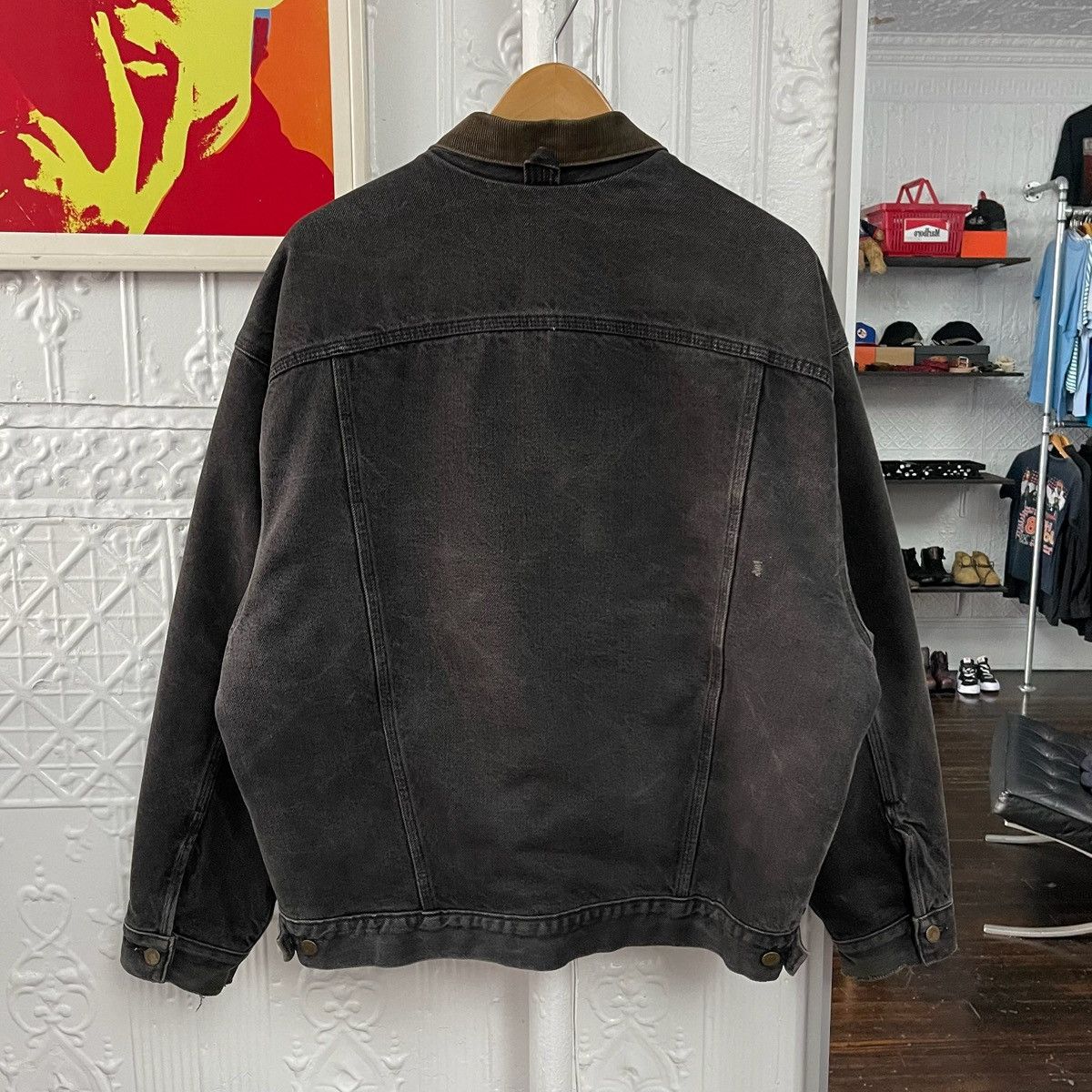 Carhartt 1990s Carhartt black denim jacket, purple blanket lined Size US L / EU 52-54 / 3 - 4 Thumbnail