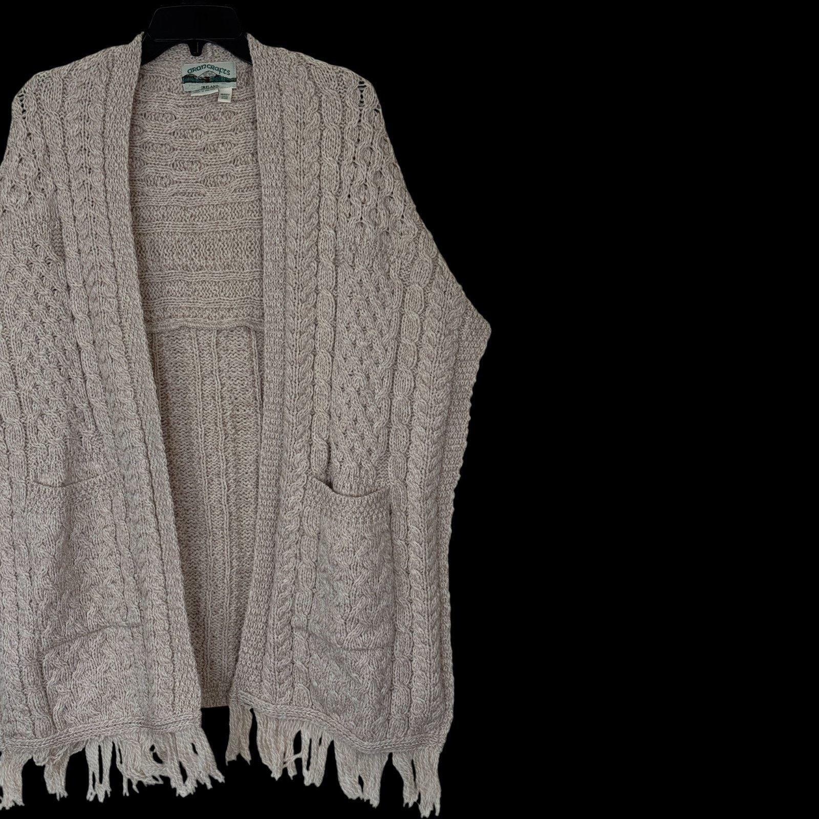 Aran Crafts Aran Craft 100% Merino Wool Shawl Fringe Trim Parsnip Size ONE SIZE - 10 Thumbnail