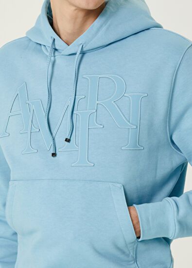 Amiri o1y0525 Logo Hoodie in Sky Blue Size US XL / EU 56 / 4 - 2 Thumbnail