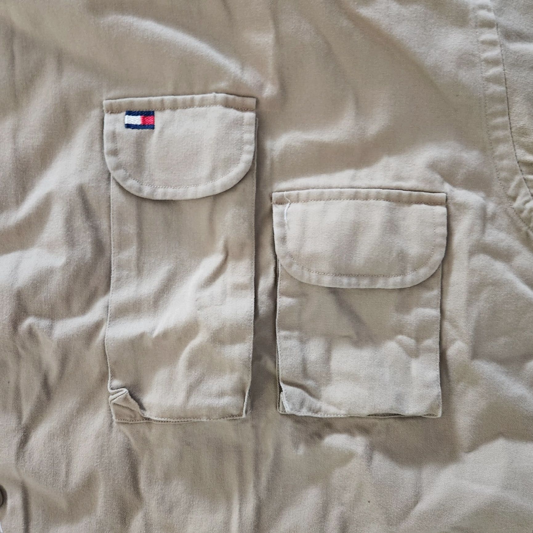 Tommy Hilfiger VINTAGE Tommy Hilfiger Canvas Shirt Outdoors Camping Hunting XL Tan Beige Mens Button-Up Overall Casual Size US XL / EU 56 / 4 - 3 Thumbnail