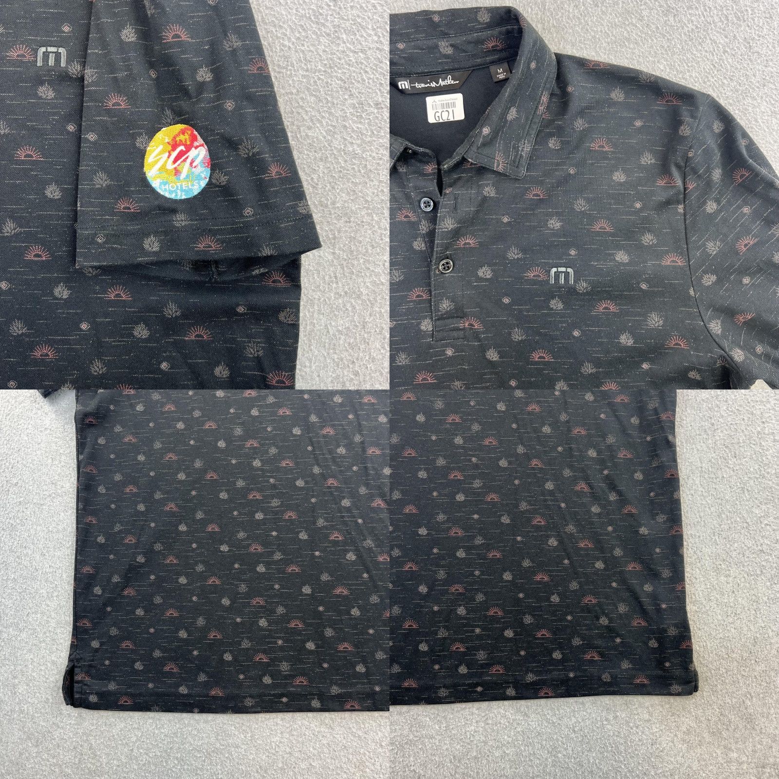 TravisMathew Travis Mathew Polo Shirt Mens M Black Golf Patterned SCP Hotels Adult Size US M / EU 48-50 / 2 - 8 Thumbnail