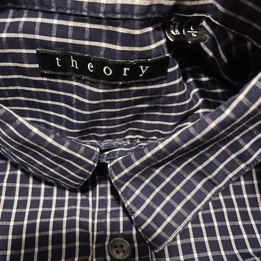 Theory Theory Men's Dark Blue Checkered Button Down Shirt Size US L / EU 52-54 / 3 - 3 Thumbnail