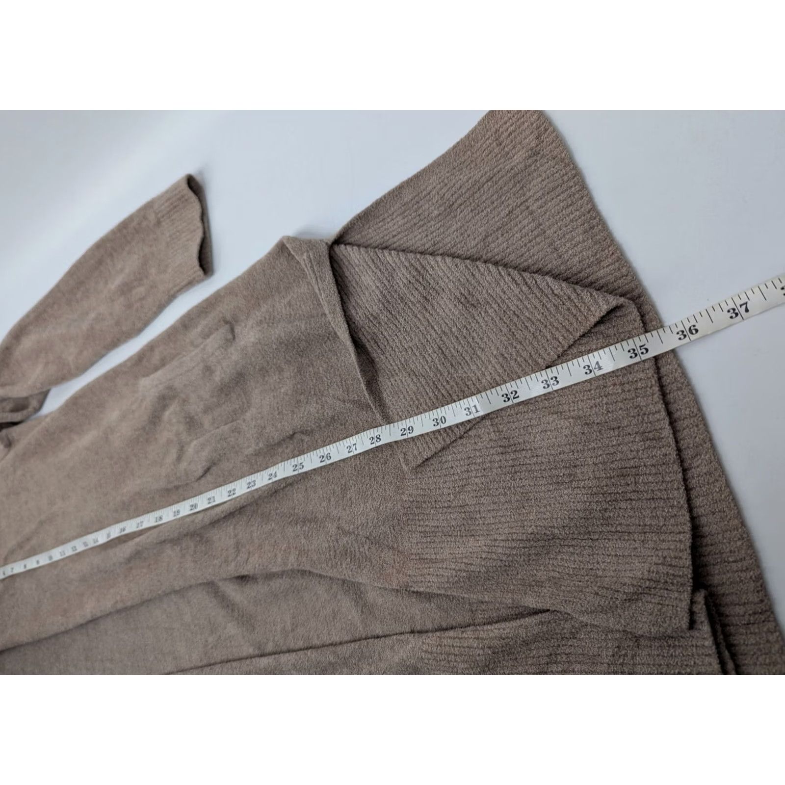 Vintage Barefoot Dreams Cardigan Open Front CozyChic Ultra Lite Taupe Women’s S Brown Nylon Viscose Long Sleeve Solid Casual Fall Winter Size S / US 4 / IT 40 - 4 Thumbnail