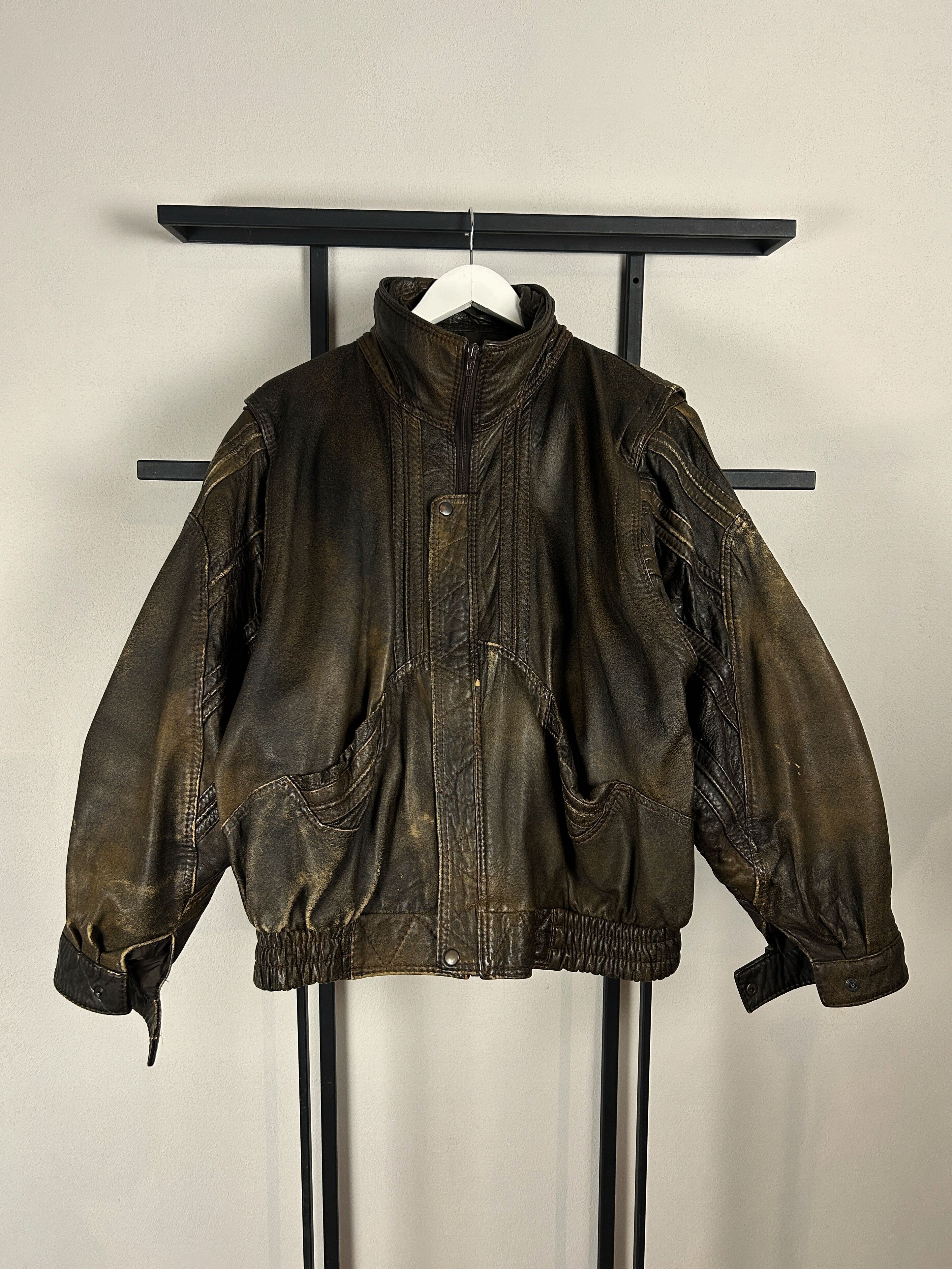 Yohji Yamamoto Y2K Distressed Leather Jacket Brown Oversized Streetwear Fit Size US L / EU 52-54 / 3 - 2 Thumbnail