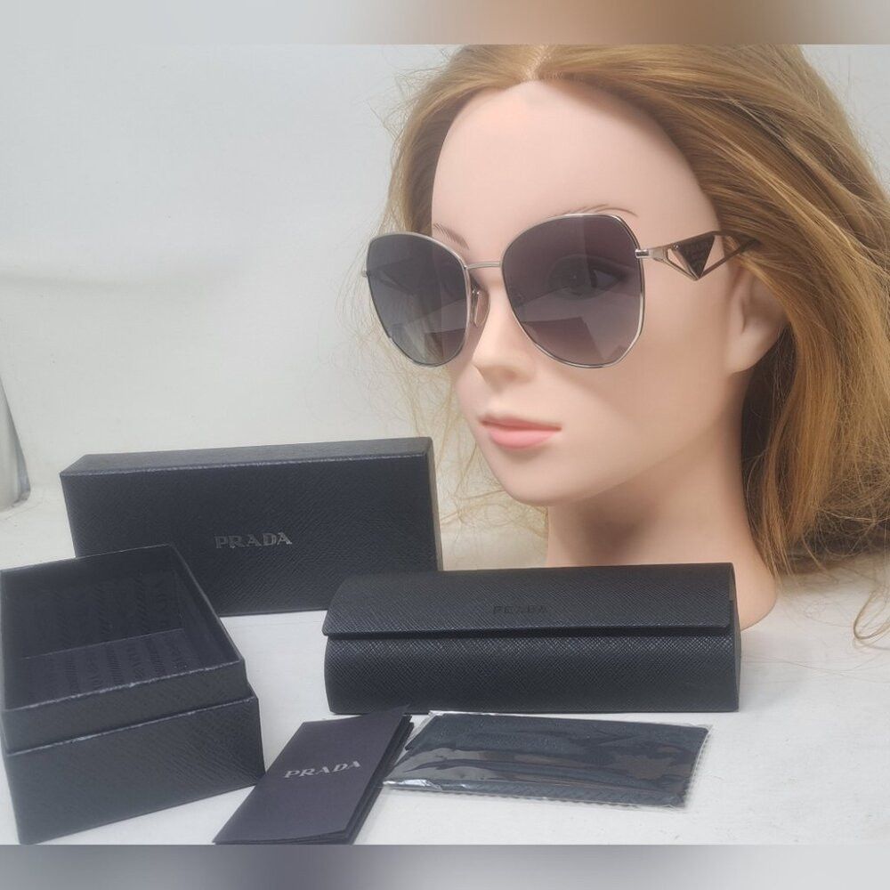 Prada NWT Prada Women's Sunglasses SPR 57YS Silver Grey Gradient Size ONE SIZE - 2 Thumbnail