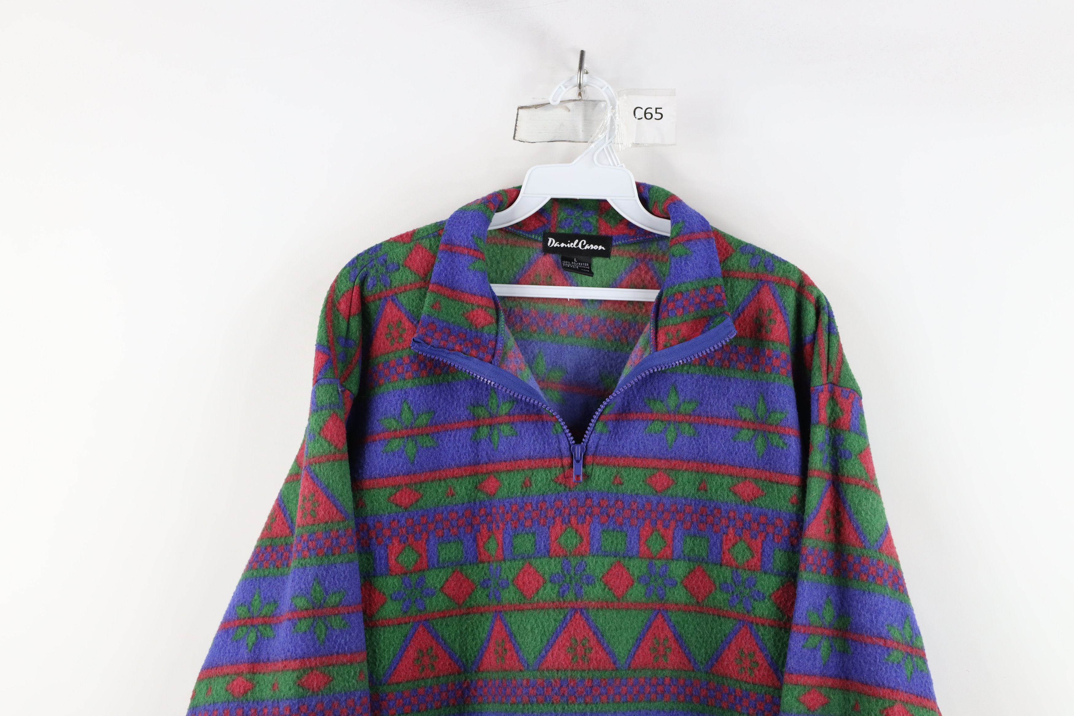 Vintage Vintage 90s Streetwear Snowflake Fair Isle Fleece Sweater Size L / US 10 / IT 46 - 2 Thumbnail