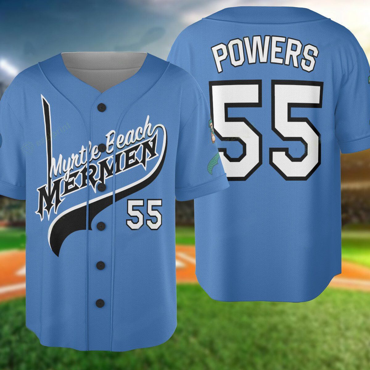 The Unbranded Brand Myrtle Beach Mermen Baseball Jersey – Men and woman Jersey Size US L / EU 52-54 / 3 - 2 Thumbnail