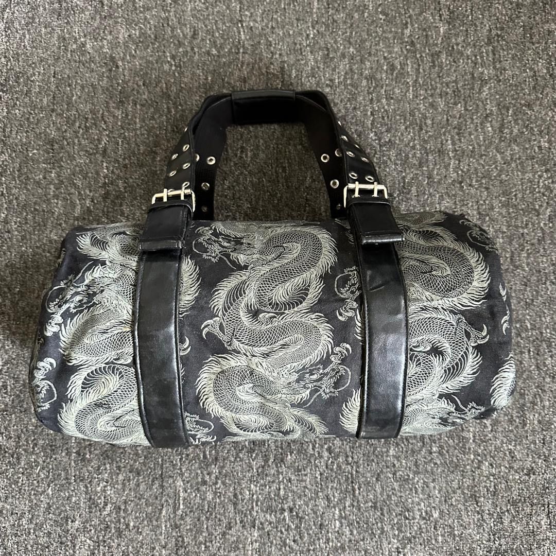 Leather Vintage Shin & Company Dragon Canvas Leather Punk Duffle Bag Size ONE SIZE - 3 Thumbnail