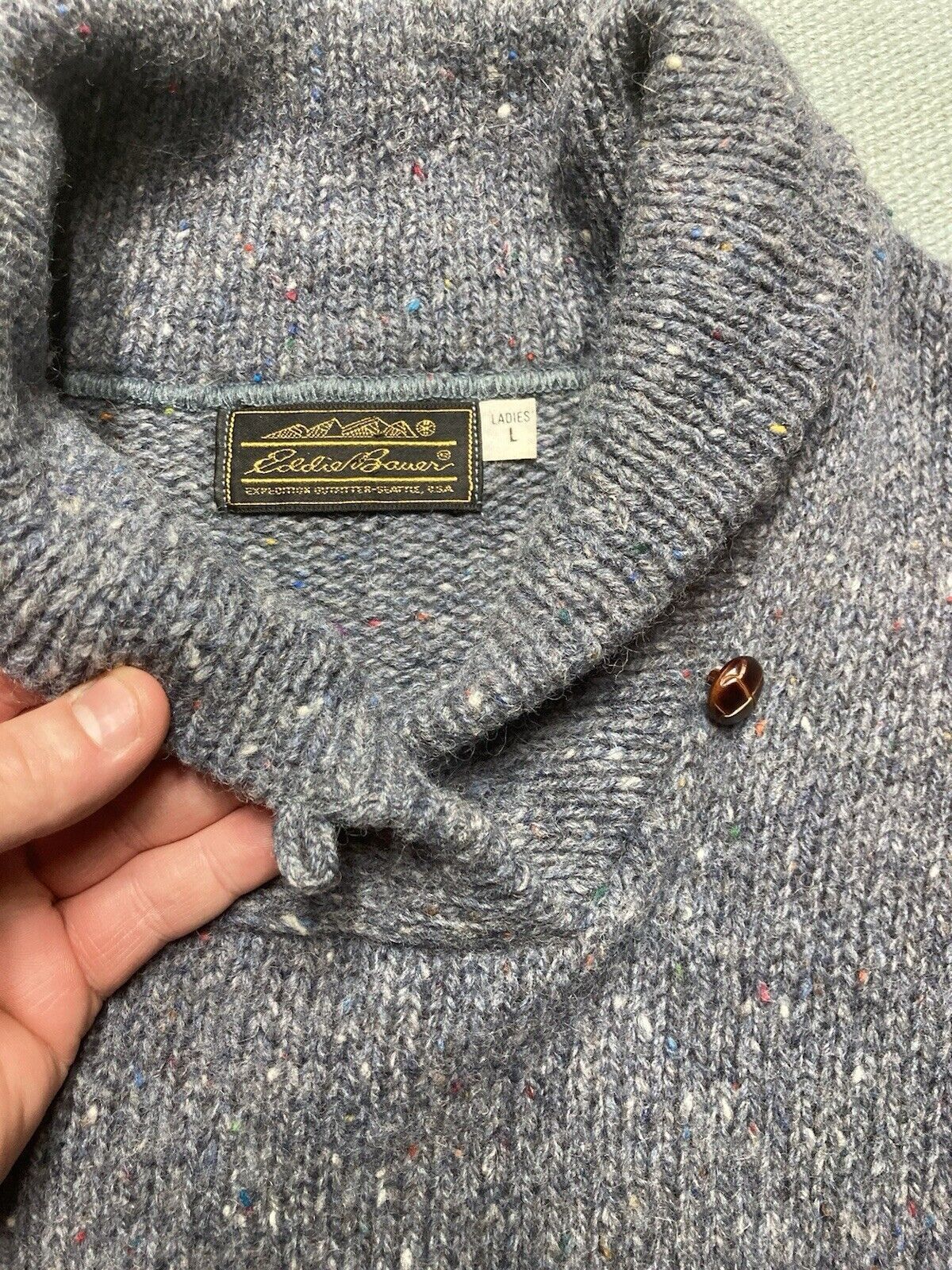 Eddie Bauer × Vintage Eddie Bauer knit sweater wool shawl collar flecked women’s S Size S / US 4 / IT 40 - 3 Thumbnail