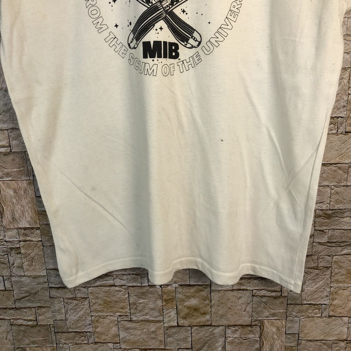 Vintage MIB men in black White T-Shirt #A244 Size US L / EU 52-54 / 3 - 6 Thumbnail