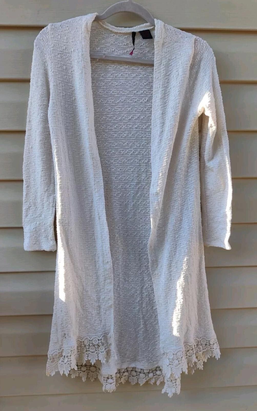 Other Heart-n-Crush Open Front Duster Cardigan Sweater Cream Long Size S / US 4 / IT 40 - 3 Thumbnail