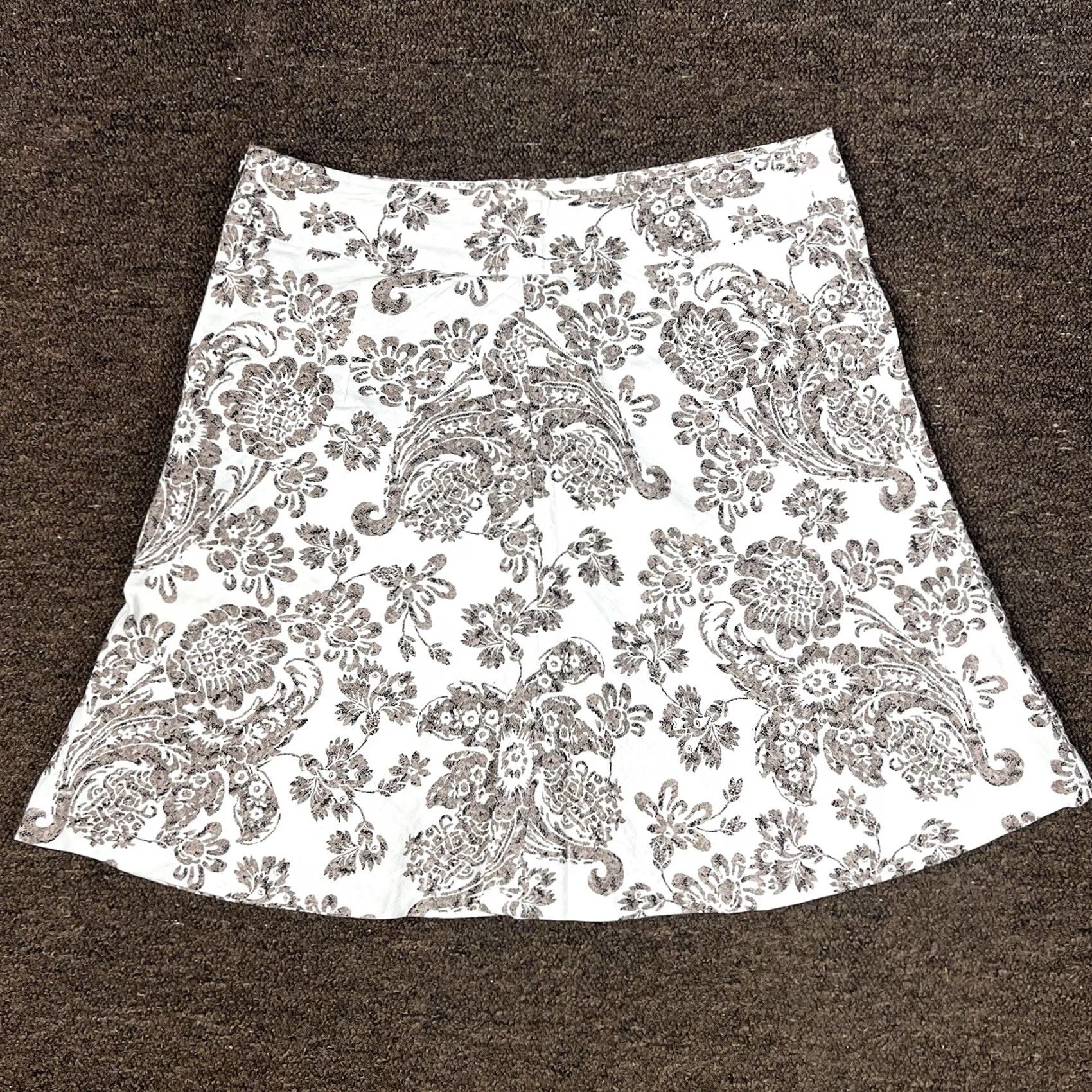 Merona Merona Skirt Womens A-Line 10 Beige Floral 100% Linen Lined Knee Length Zip Vintage: No Shirt? (Note: This line seems incorrect) Size 32" / US 10 / IT 46 - 3 Thumbnail