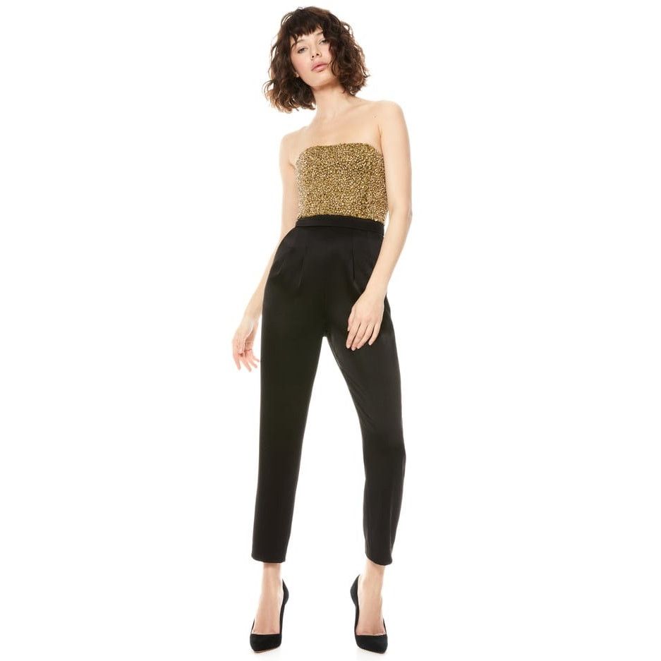 Alice + Olivia Alice + Olivia Jeri Rhinestone Jumpsuit black gold size 2 Size 26" / US 2 / IT 38 - 13 Thumbnail