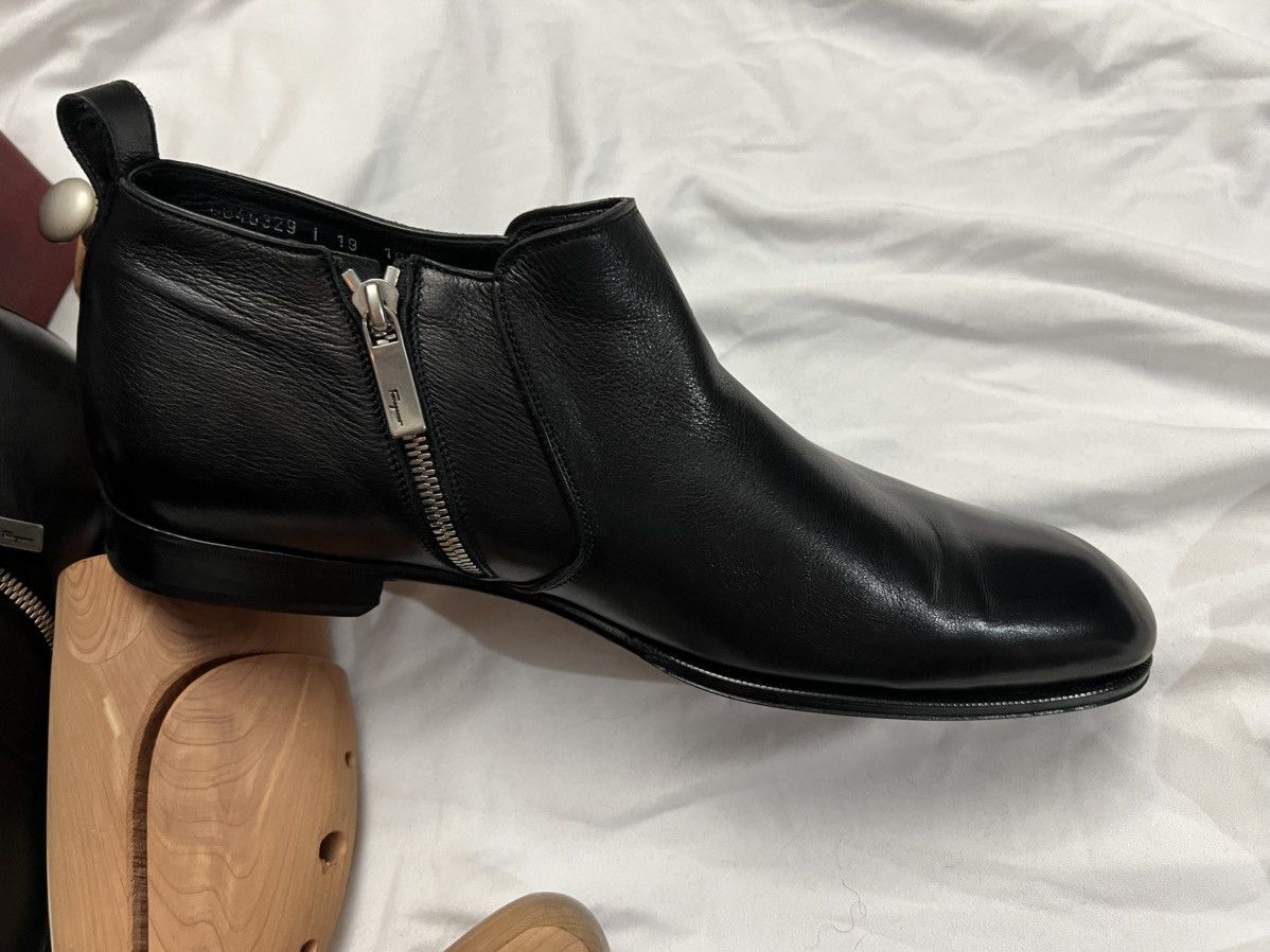 Salvatore Ferragamo LINK NERO CALF ALL LEATHER ANKLE BOOT Size US 10.5 / EU 43-44 - 10 Thumbnail