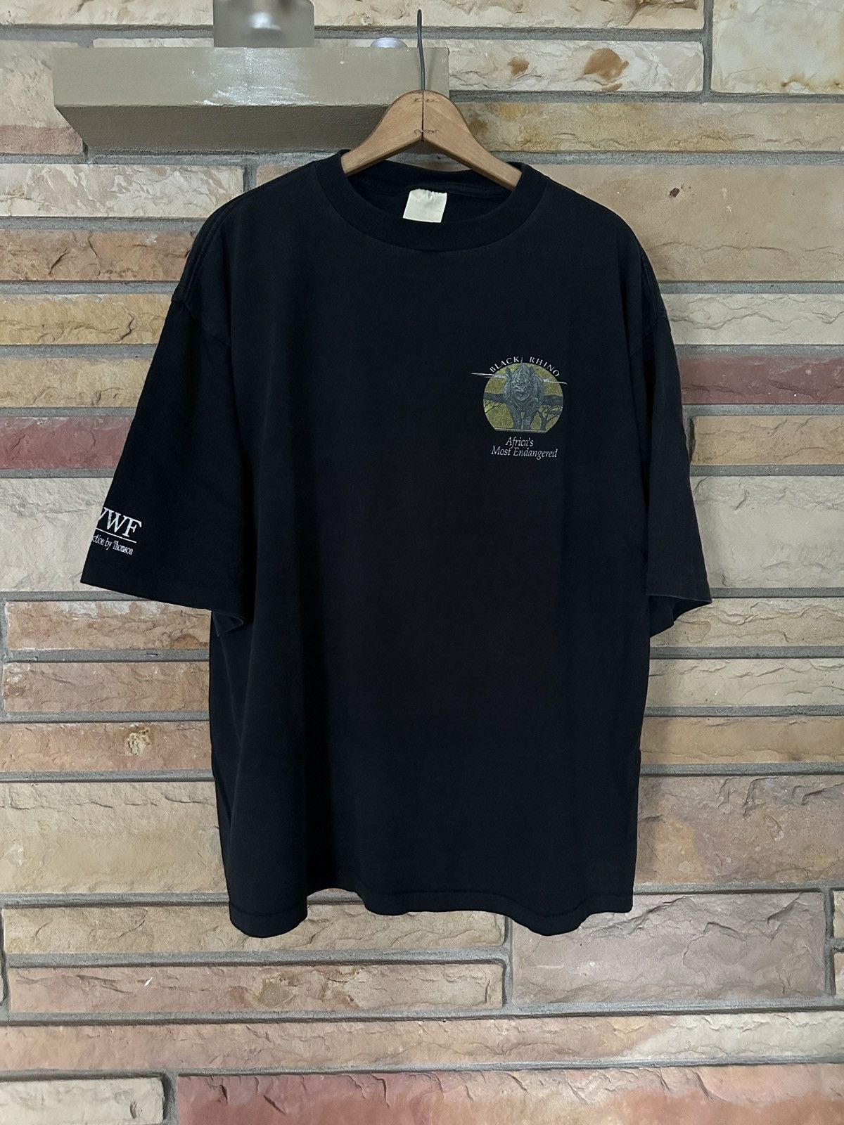 Vintage Vintage 90s Faded Black Rhino Endangered Species Graphic Tee Size US XL / EU 56 / 4 - 2 Thumbnail
