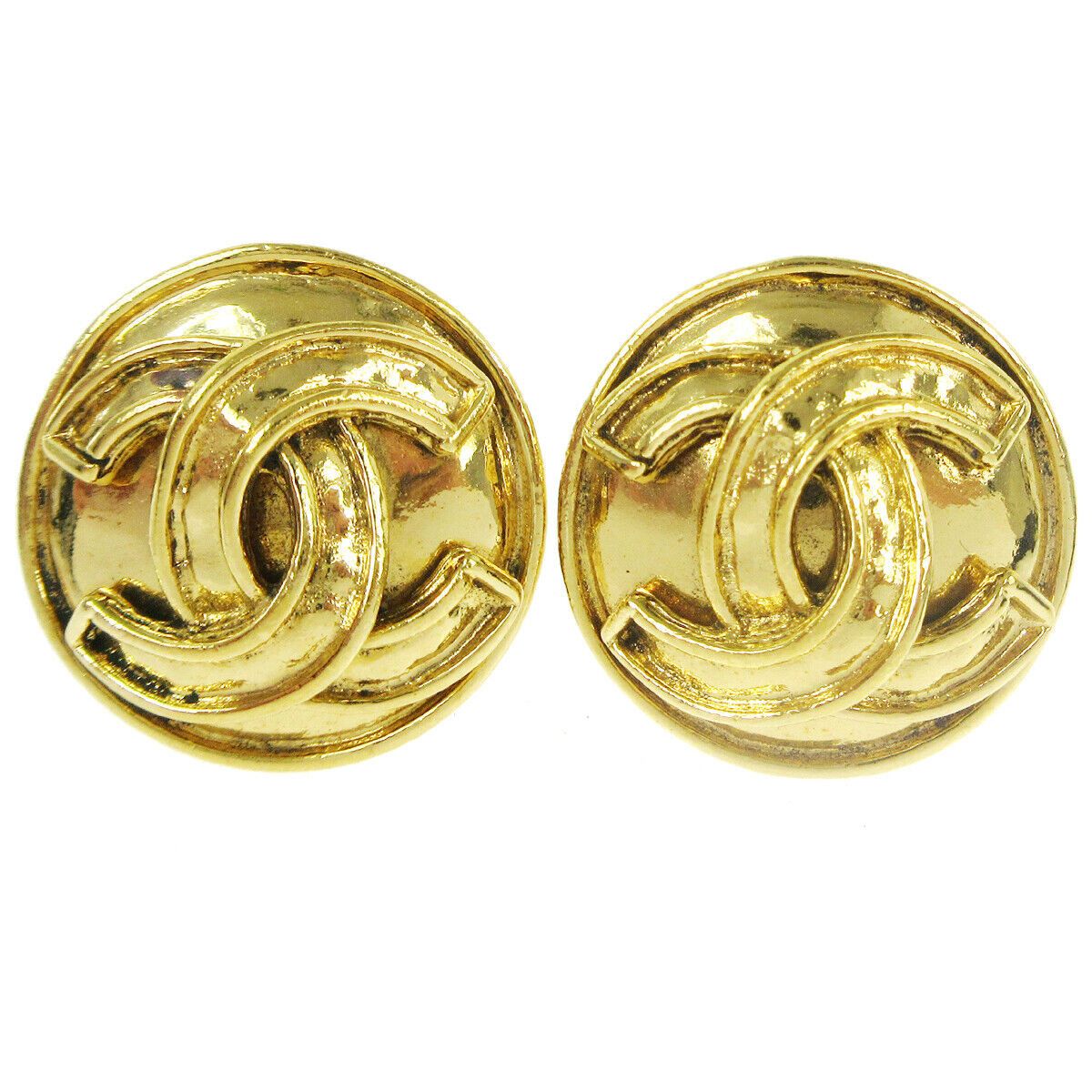 Chanel CHANEL CC Logos Button Motif Earrings Gold-Tone Size ONE SIZE - 1 Thumbnail