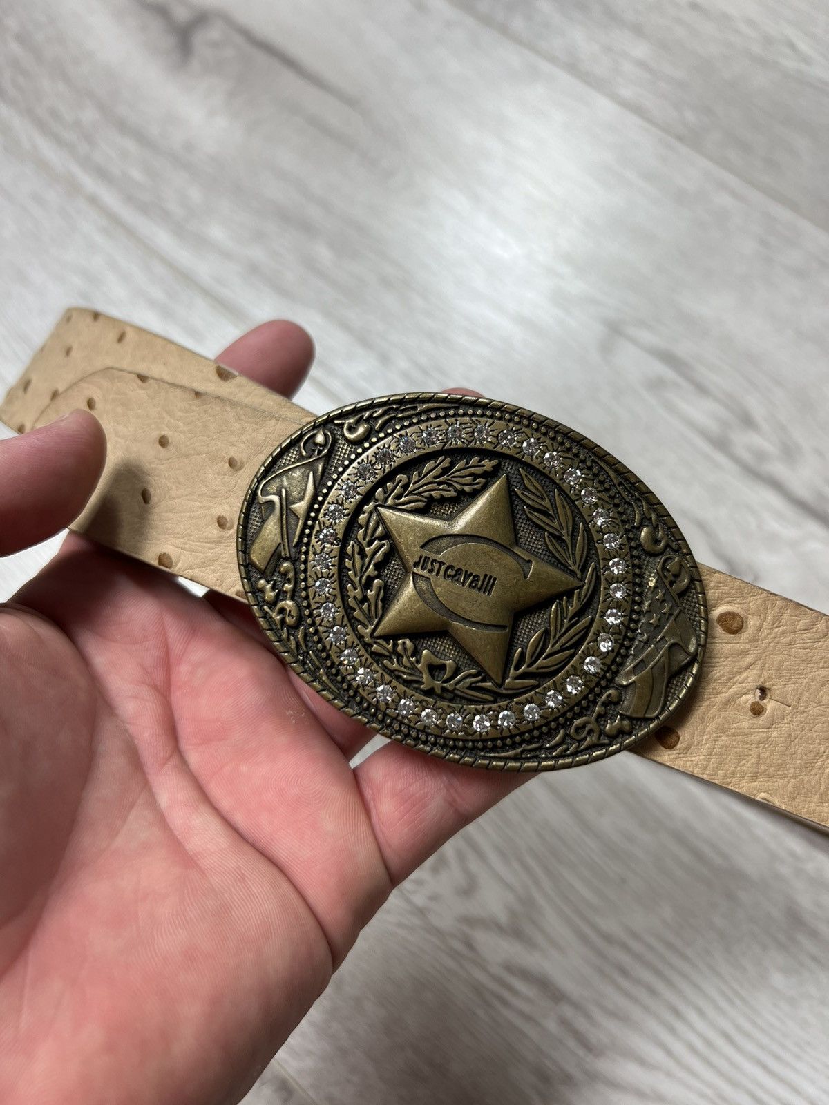 Just Cavalli × Vintage Y2K Just Cavalli Leather Belt With Large Star Buckle Size ONE SIZE - 3 Thumbnail