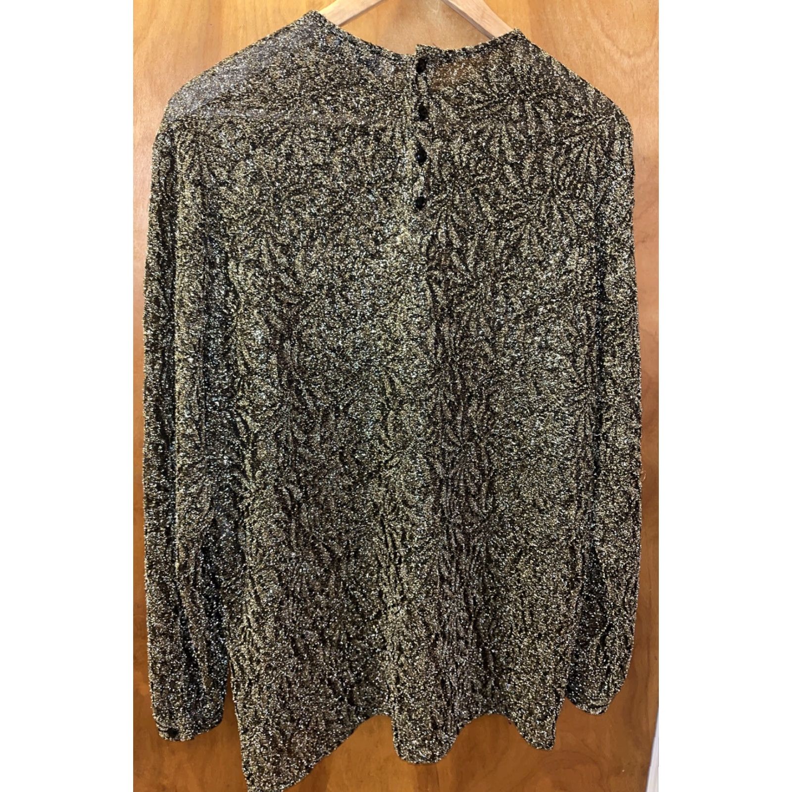 Giorgio Armani VINTAGE Giorgio Armani Blouse Women's 46/12 Gold Metallic Art Deco 1980s Italy Formal Size L / US 10 / IT 46 - 4 Thumbnail